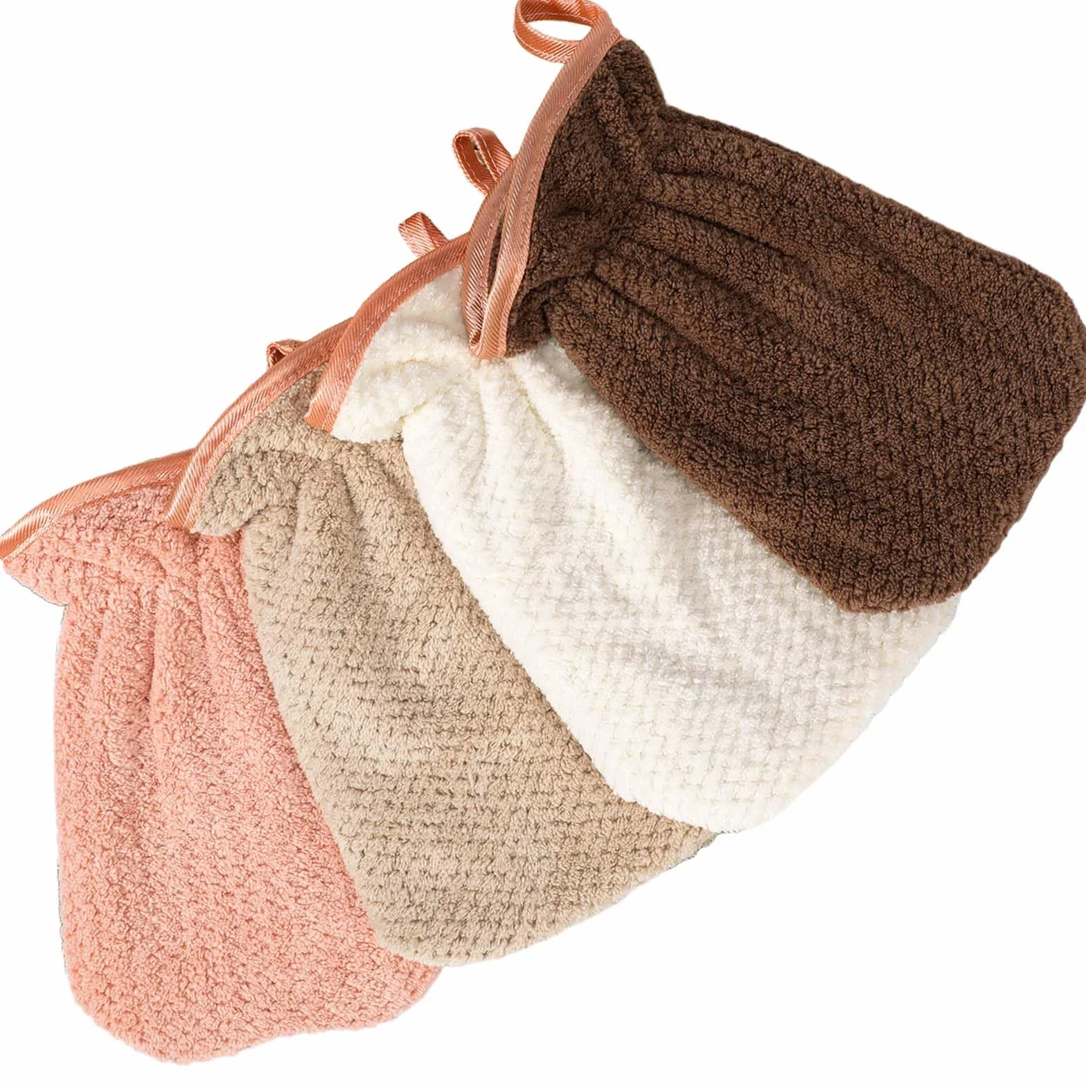 PHOGARY Zestaw 4 rękawic kąpielowych frotte, myjka, koralowy aksamit mikrofibra, rękawica do mycia twarzy i ciała 13 x 20 cm