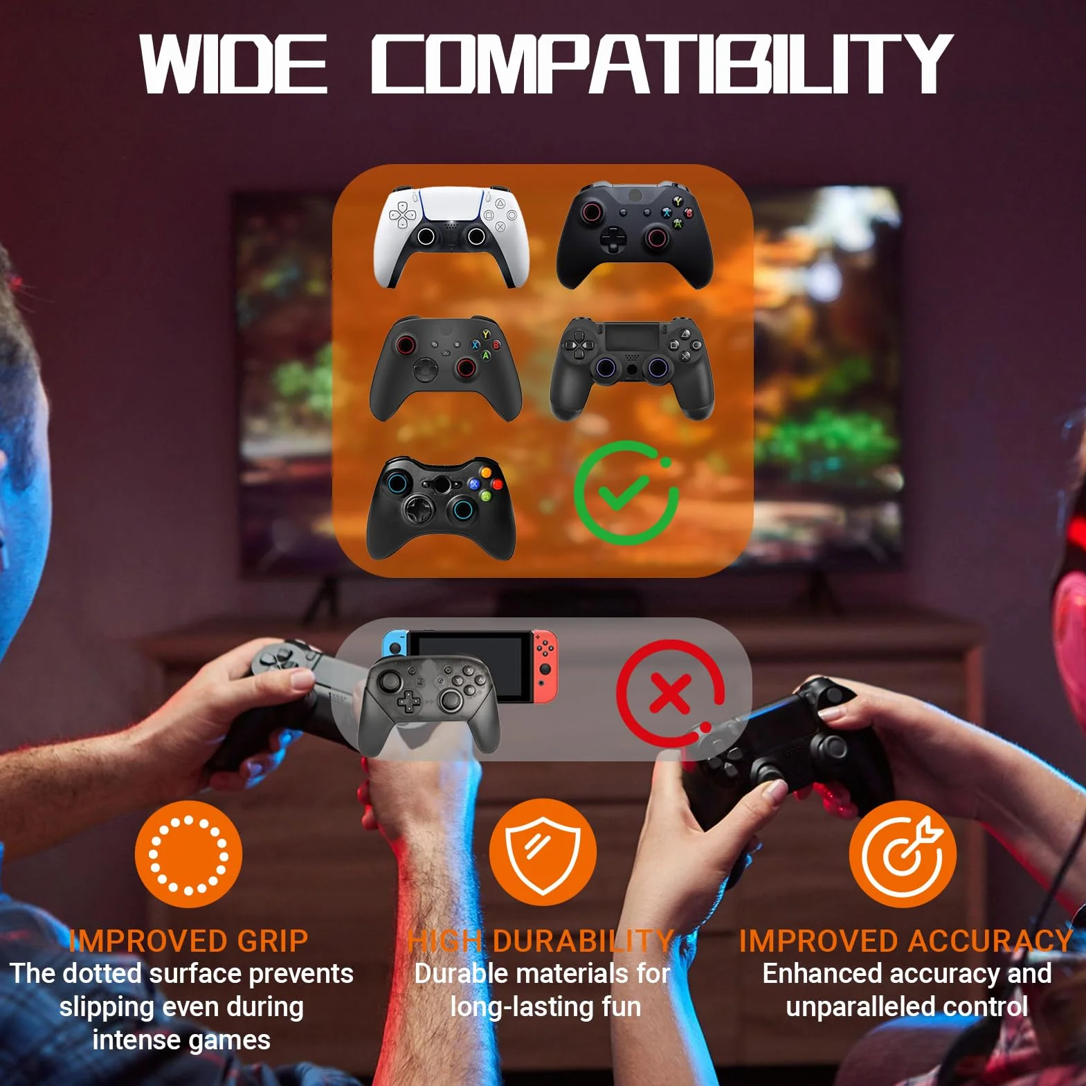 10 sztuk wymiennych nakładek na joysticki, silikonowe, antypoślizgowe nakładki na joysticki, kompatybilne z kontrolerami serii PS5/PS4/Xbox One, ulepszony chwyt