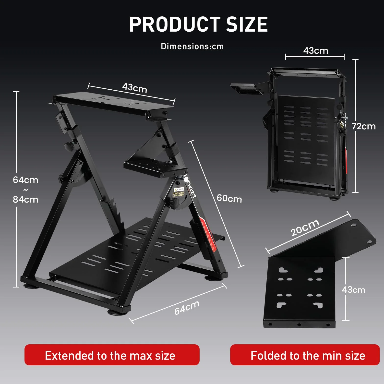 GTPLAYER Lenkradständer für Lenkrad Gaming Wheel Stand Racing Lenkradständer mit V1 V2 Schalthebelhalterung Neigungsverstellbares Gestell PS4 Xbox PC, Pro-Edition