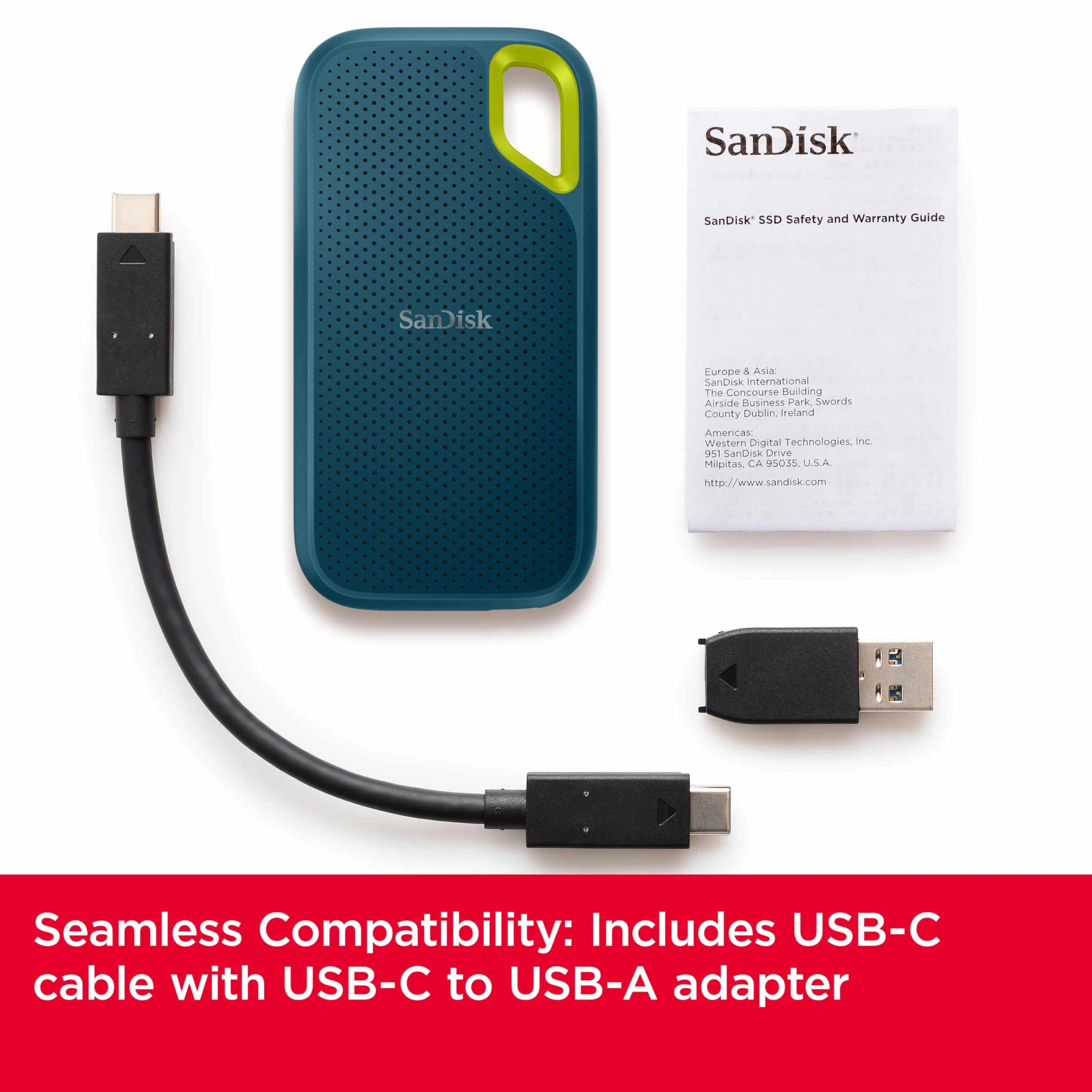 SANDISK Extreme Przenośny dysk SSD 8TB (Dysk zewnętrzny SSD NVMe do 1050 MB/s, USB-C, Stopień ochrony IP65 zapewniający wodo- i pyłoodporność) Monterey