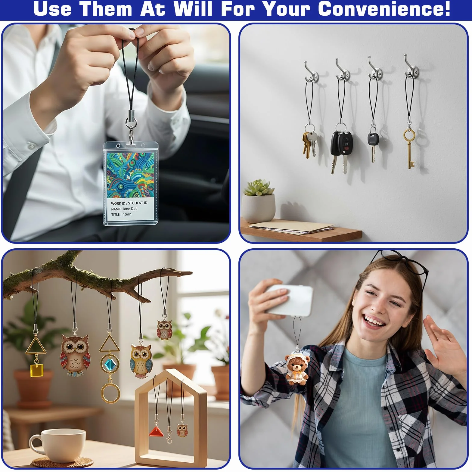 100 sztuk pętli do telefonu komórkowego, smycz z karabińczykiem, zawieszki do telefonu komórkowego, DIY, do majsterkowania, breloczków do kluczy, do zawieszenia, choinek, breloczków do kluczy