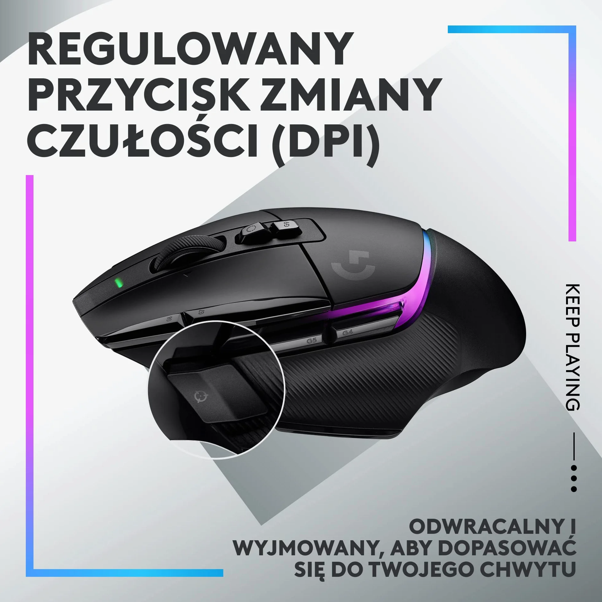 Logitech G502 X bezprzewodowa, podświetlana mysz gamingowa, hybrydowe optyczne przyciski LIGHTFORCE, LIGHTSYNC RGB, sensor HERO 25K, kompatybilna z PC - macOS/Windows - Czarny
