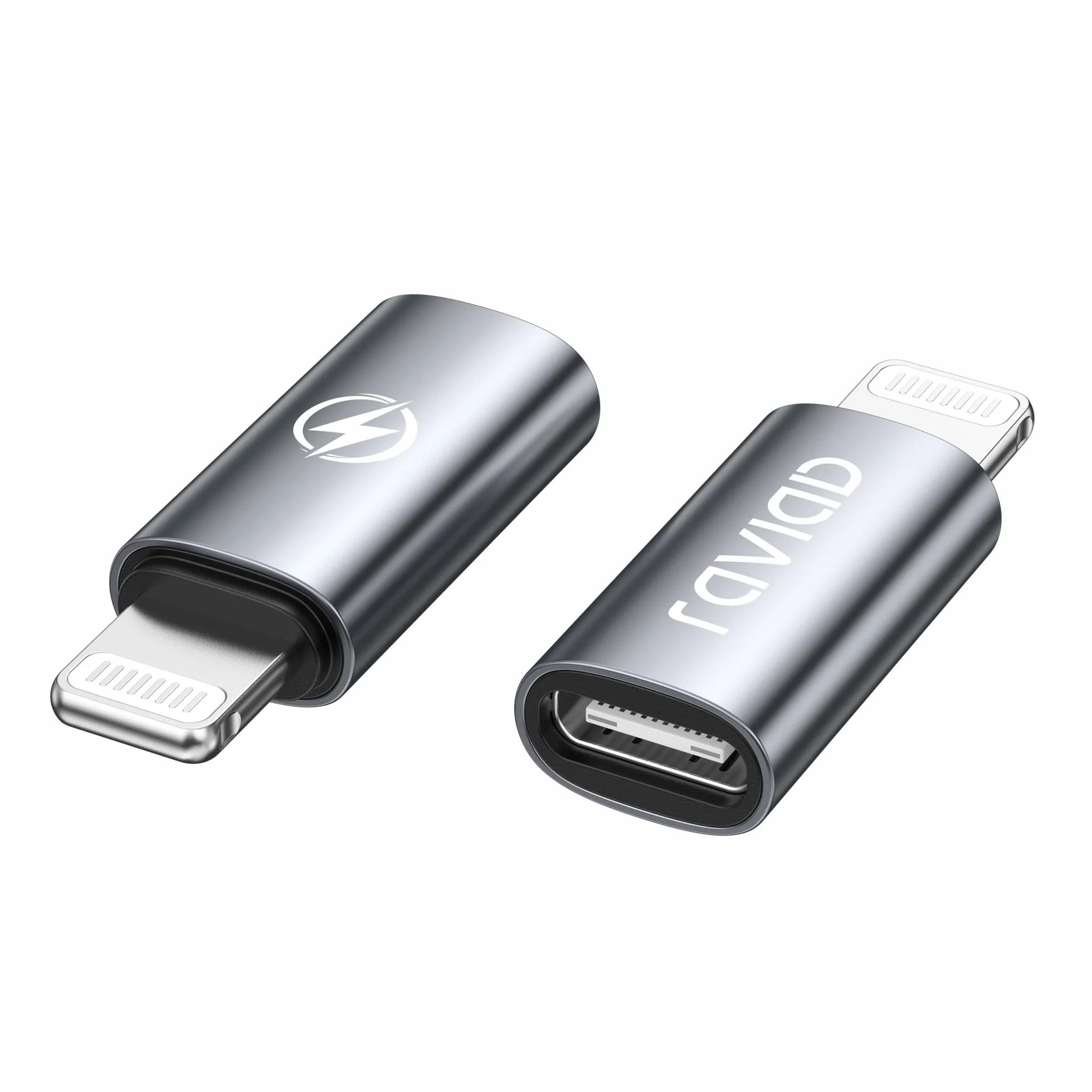 RAVIAD 36W adapter USB C do Lightning (2 sztuki) adapter USB C żeński do Lightning męski, szybkie ładowanie, kompatybilny z iPhone 14 13 12 11 Pro Max, iPad Pro/Air 5/Mini 6, nie do dźwięku/słuchawek