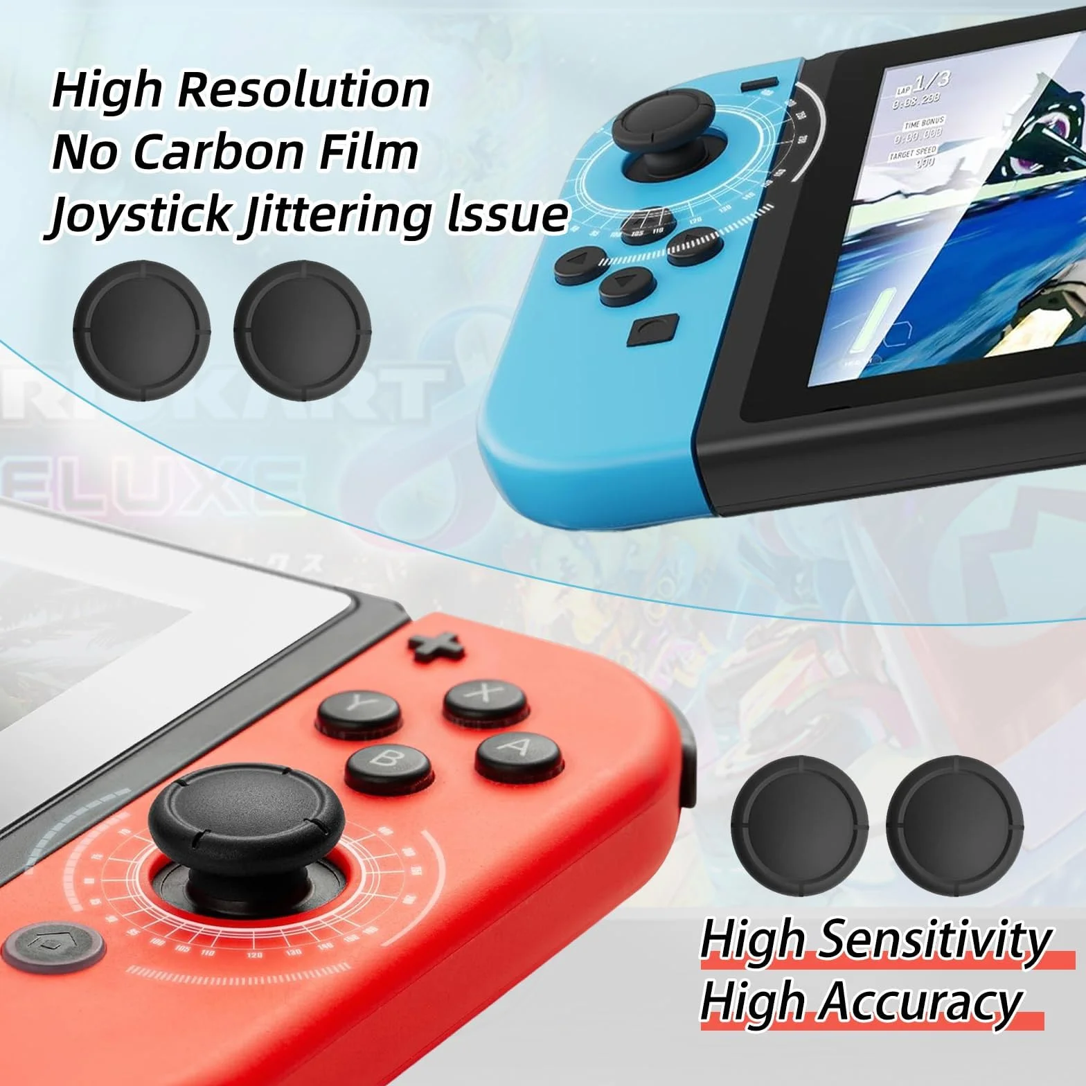 Zamienna nasadka do Switch/OLED/Lite, silikonowe nakładki joysticka, uchwyty na kciuki do przełącznika, protege (5 par, czarna)
