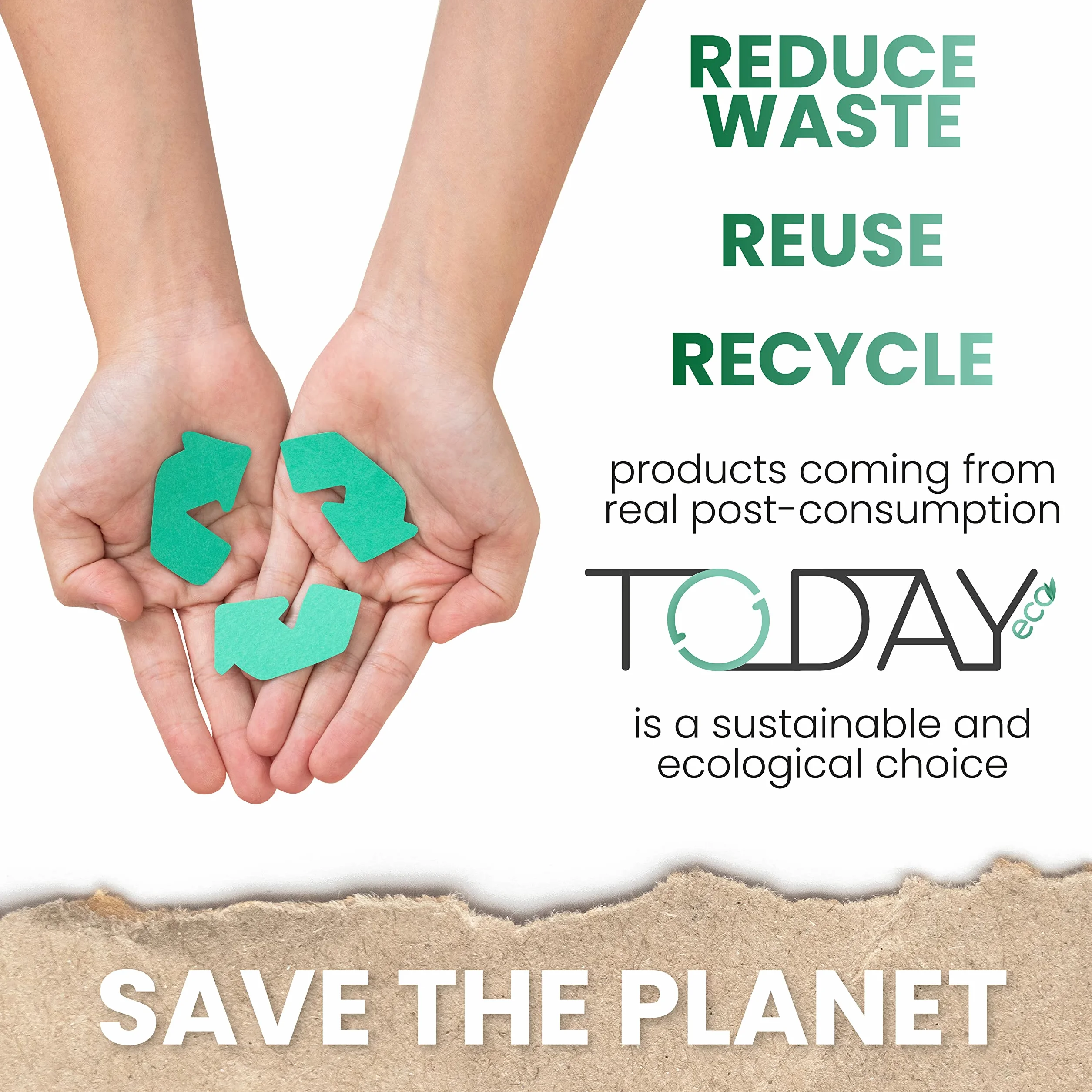 Today Eco - 40 spinaczy do bielizny. Ekologiczne, wykonane z tworzywa sztucznego pochodzącego w 95% z recyklingu, duże rozmiary, trwałe i wiatroodporne spinacze do bielizny - Kolor zielony