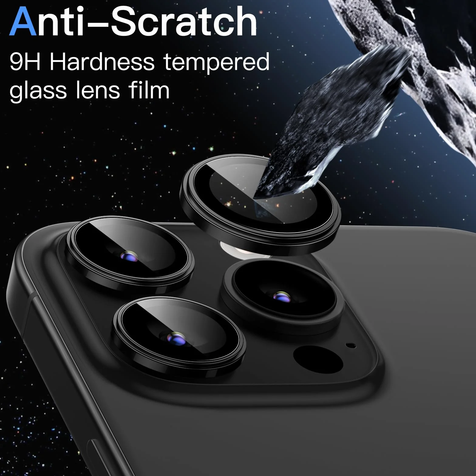JETech Ochraniacz Obiektywu Aparatu dla iPhone 15 Pro 6,1 Cala i iPhone 15 Pro Max 6,7 Cala, 9H Szkło Hartowane Metalowa Indywidualnym Pierścieniem, HD Przejaśniać, 1 Zestaw (Tytan Czarny)