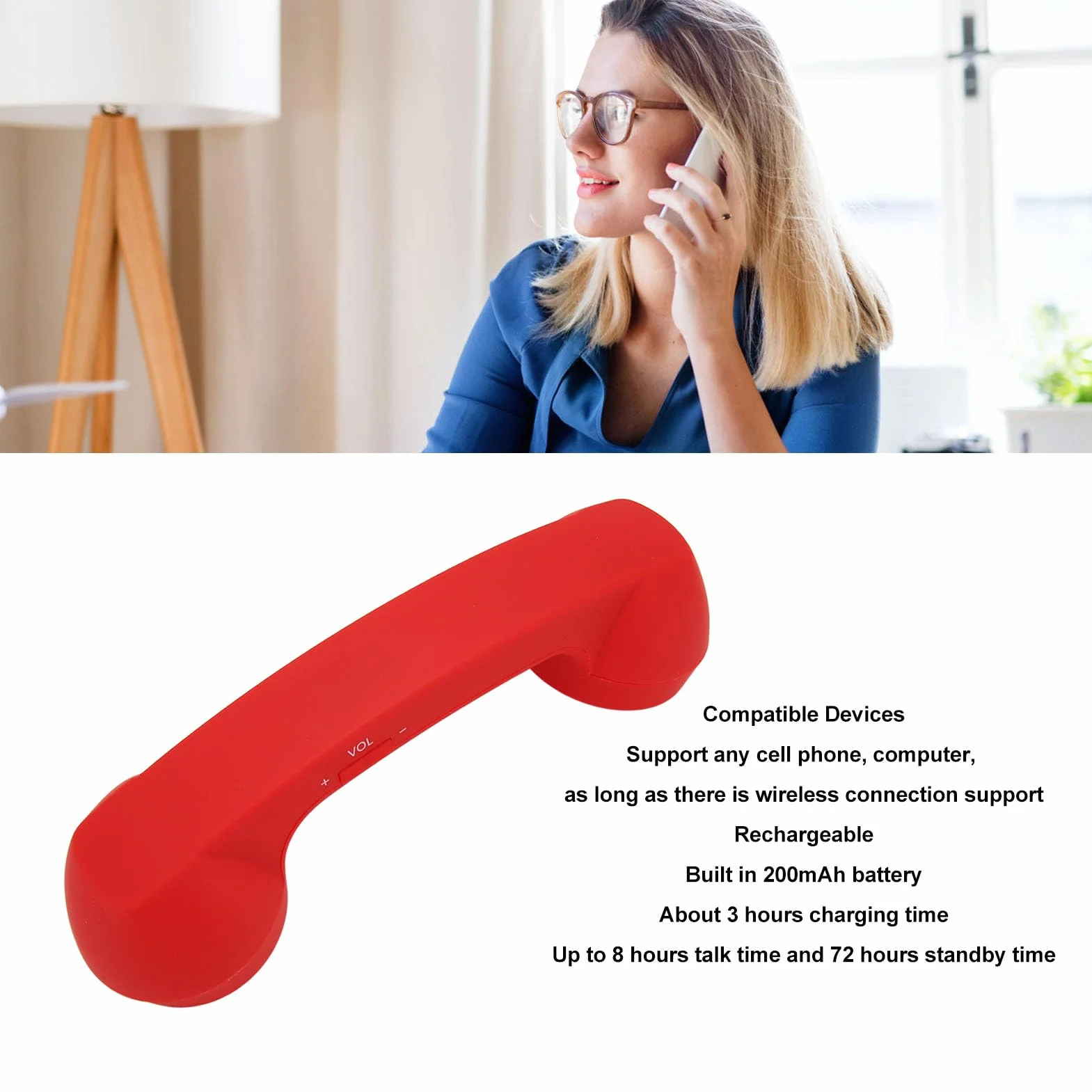 Bezprzewodowa Słuchawka Telefoniczna w Stylu Retro, Przewodowe Słuchawki Odporne na Promieniowanie Słuchawki, Klasyczne Bezprzewodowe Słuchawki Telefoniczne Bluetooth w Stylu