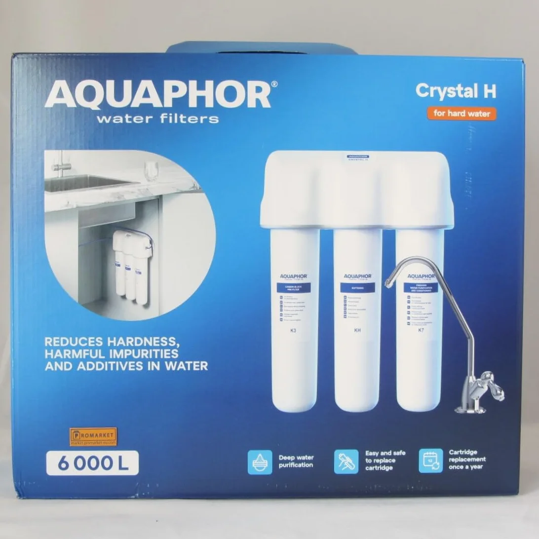AQUAPHOR System filtrowania wody Crystal H z filtrem K3, K7, KH do twardej wody.
