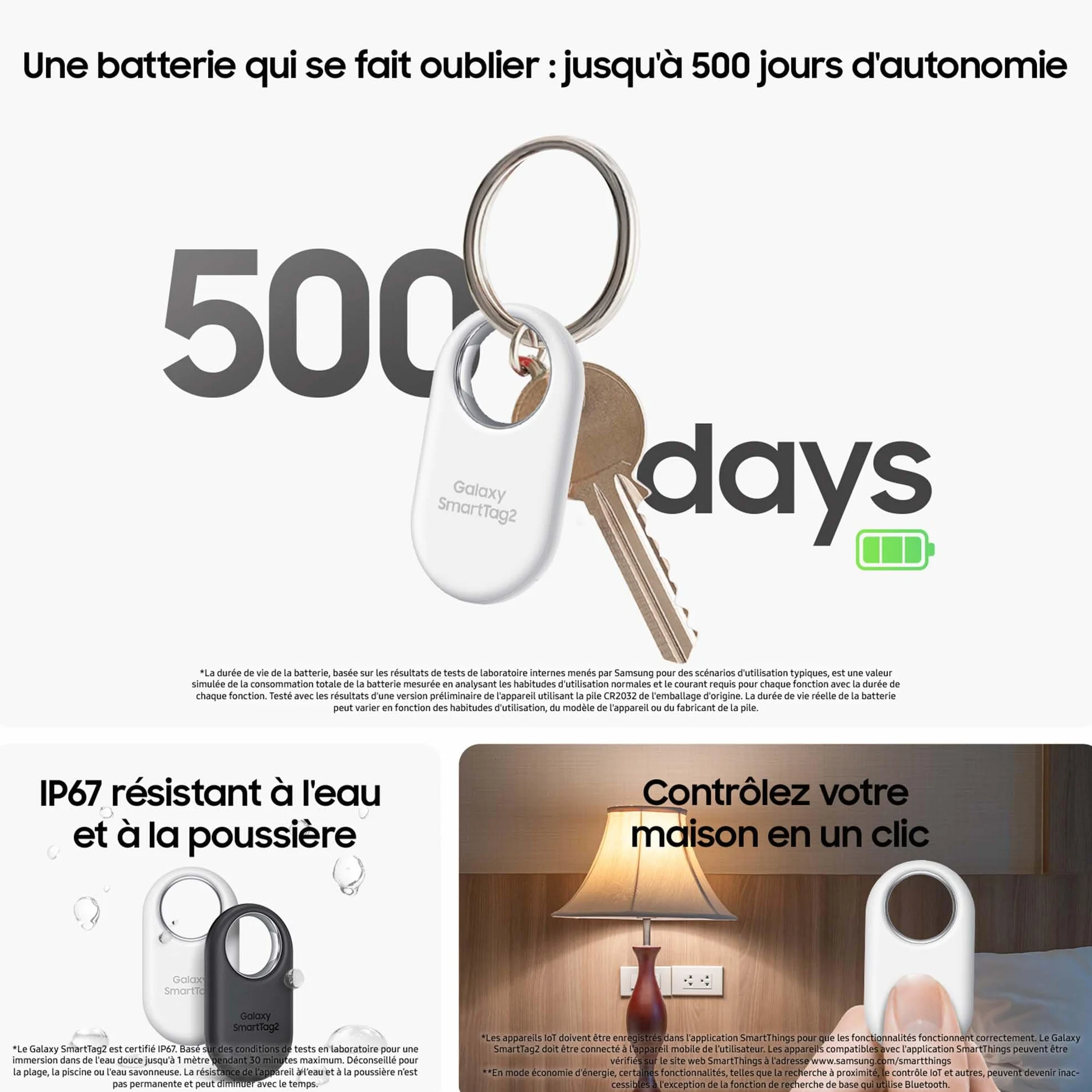 Samsung Galaxy SmartTag2 Bluetooth Smart Tag, ze wzmocnioną obudową [wyłącznie Amazon], kompatybilny ze smartfonami Samsung Galaxy, zgubiona moda, biały