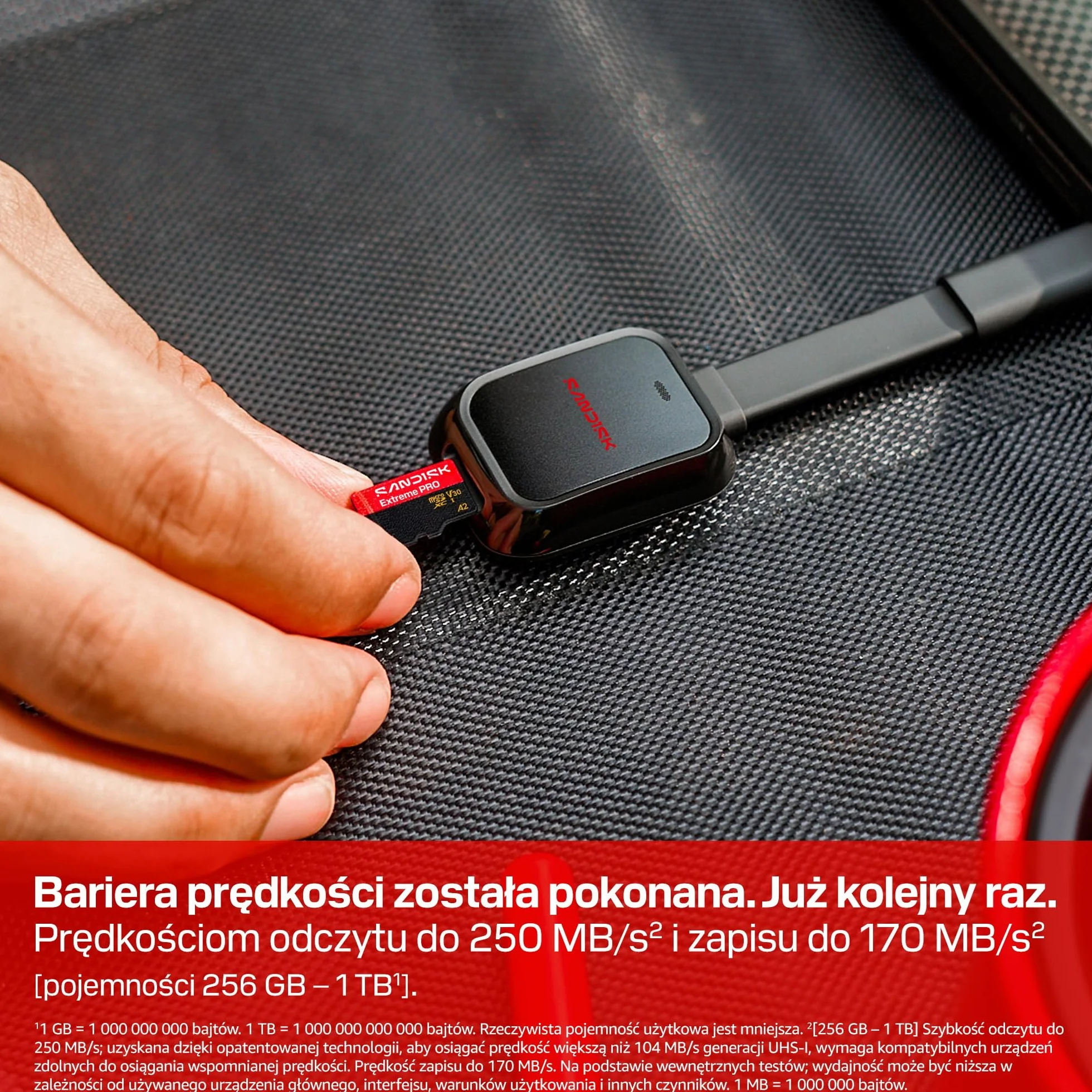 SANDISK Extreme PRO microSD Karta UHS-I + SD Adapter, 512 GB (prędkość odczytu do 250 MB/s i prędkość zapisu do 170MB/s, 5K, 3K, 4K UHD, C10, V30, U3, A2)