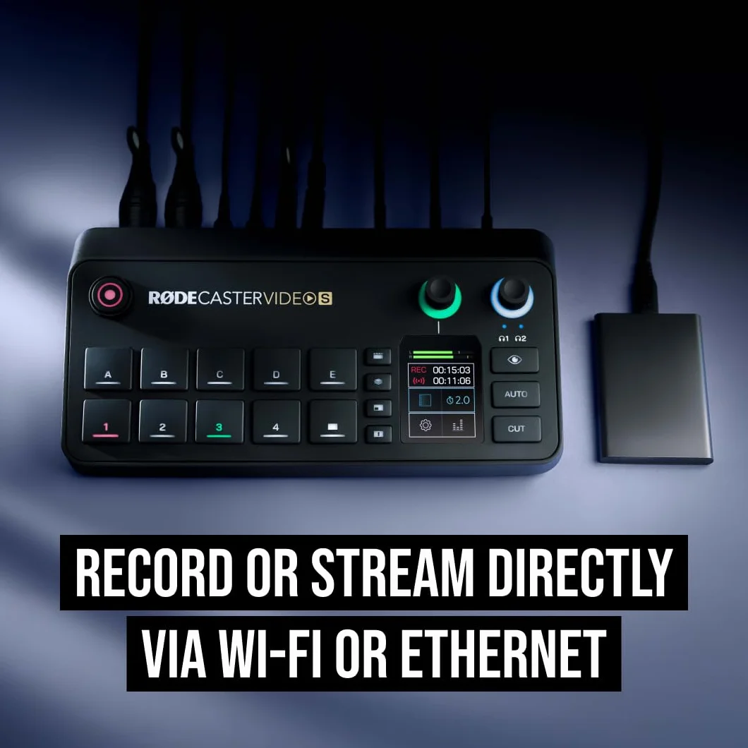 RØDE RØDECaster Video S – Przełącznik wideo podcastów i interfejs audio – Wielokamerowy, 4 x wejścia wideo (HDMI i USB), 1080p60, sceny z wielu źródeł
