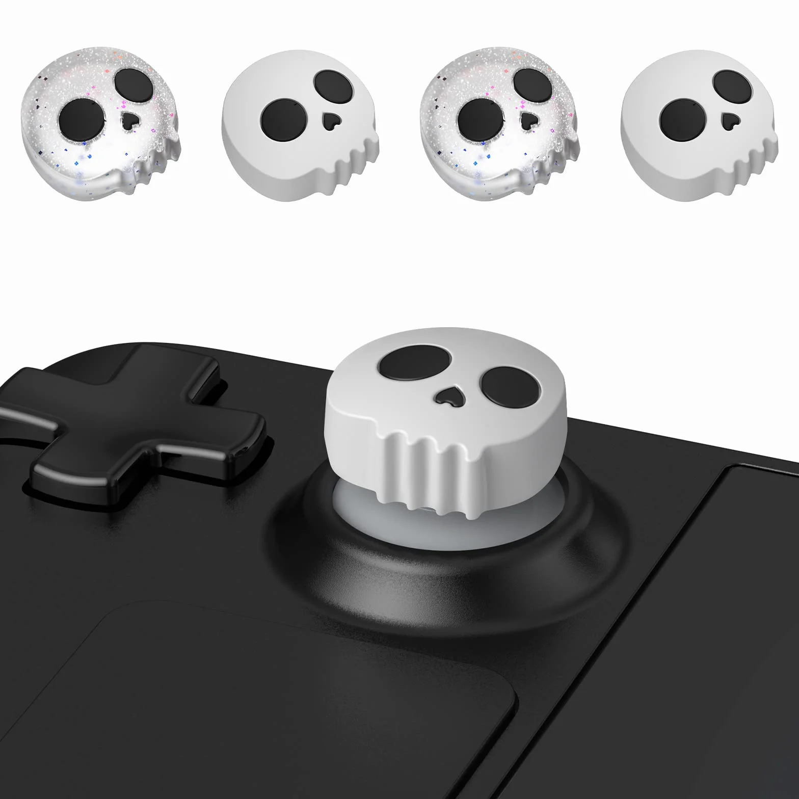 JINGDU Nakładki do Steam Deck – Thumbsticks Grips Caps, nakładki ochronne akcesoria analogowe joystick nakładki na deskę parową – miękki silikon, 4-częściowy zestaw, czaszka
