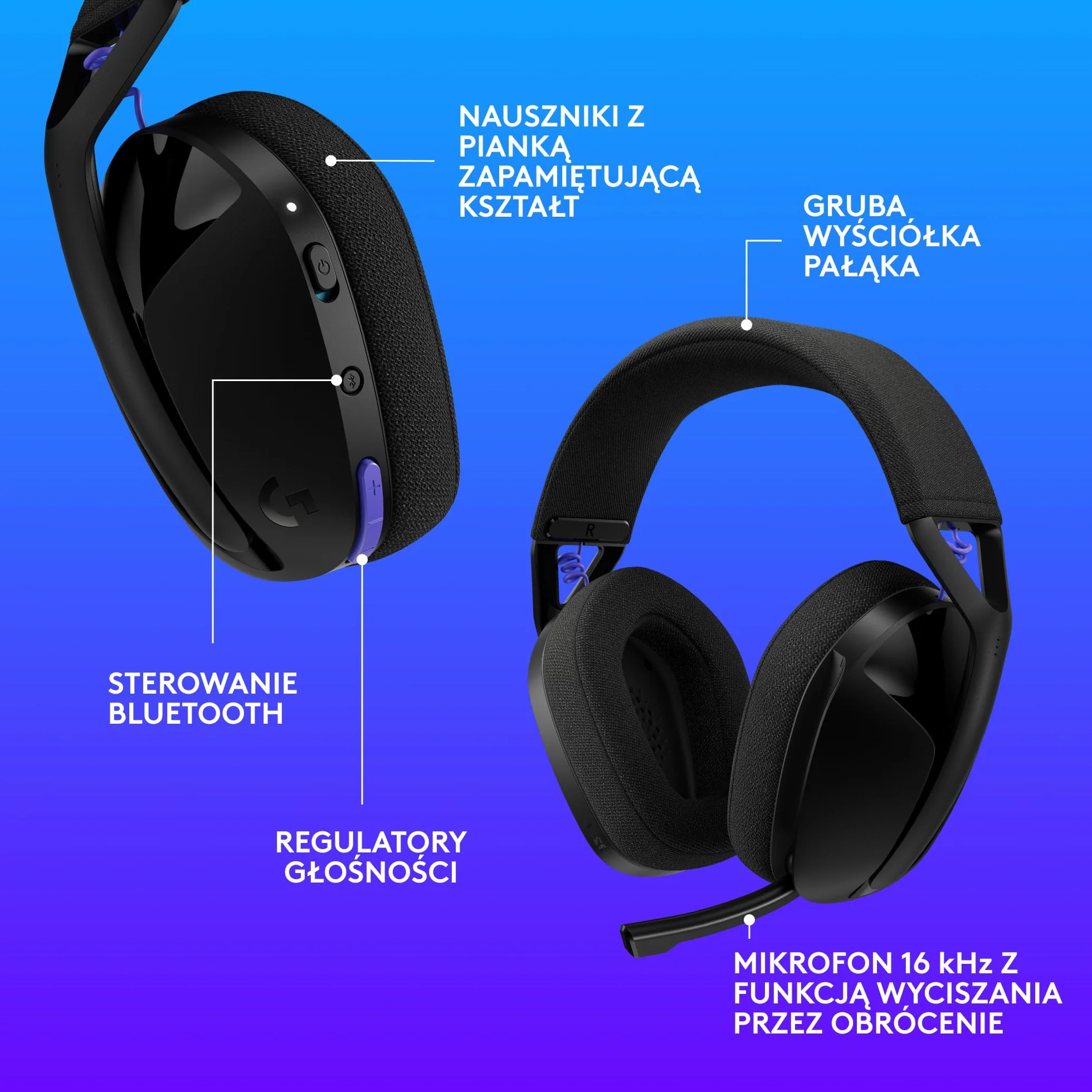 Logitech G G321 LIGHTSPEED bezprzewodowy zestaw słuchawkowy do gier Bluetooth, mikrofon na wysięgniku 16 kHz, PC, PS4, PS5, Nintendo Switch – Czarny