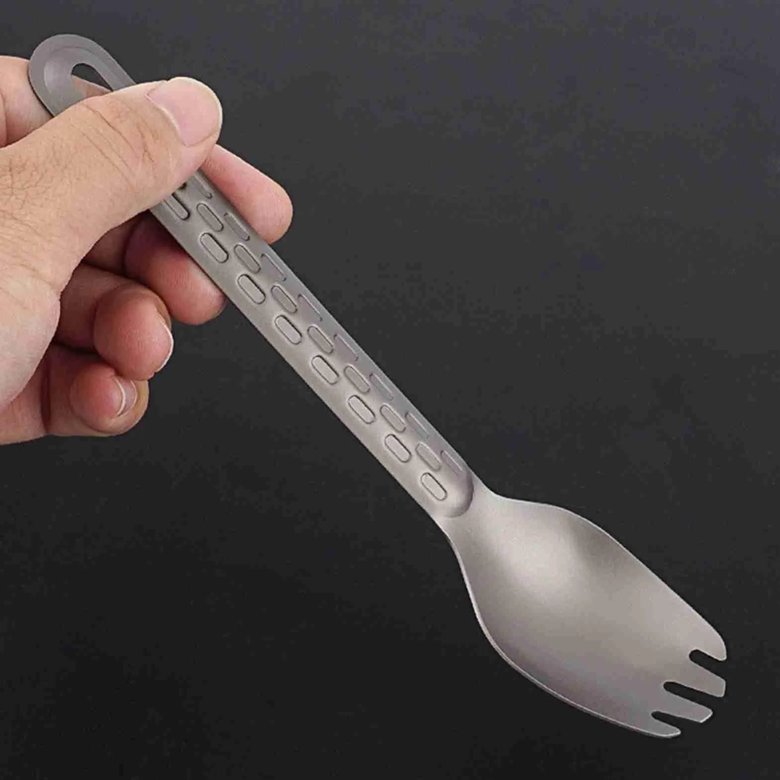 Łyżka Tytanu, Lekka i Odporna na korozję Spork do Domu, Biwakowania, Wędrówki, z Uchwytem dla Pikniku (Spork)