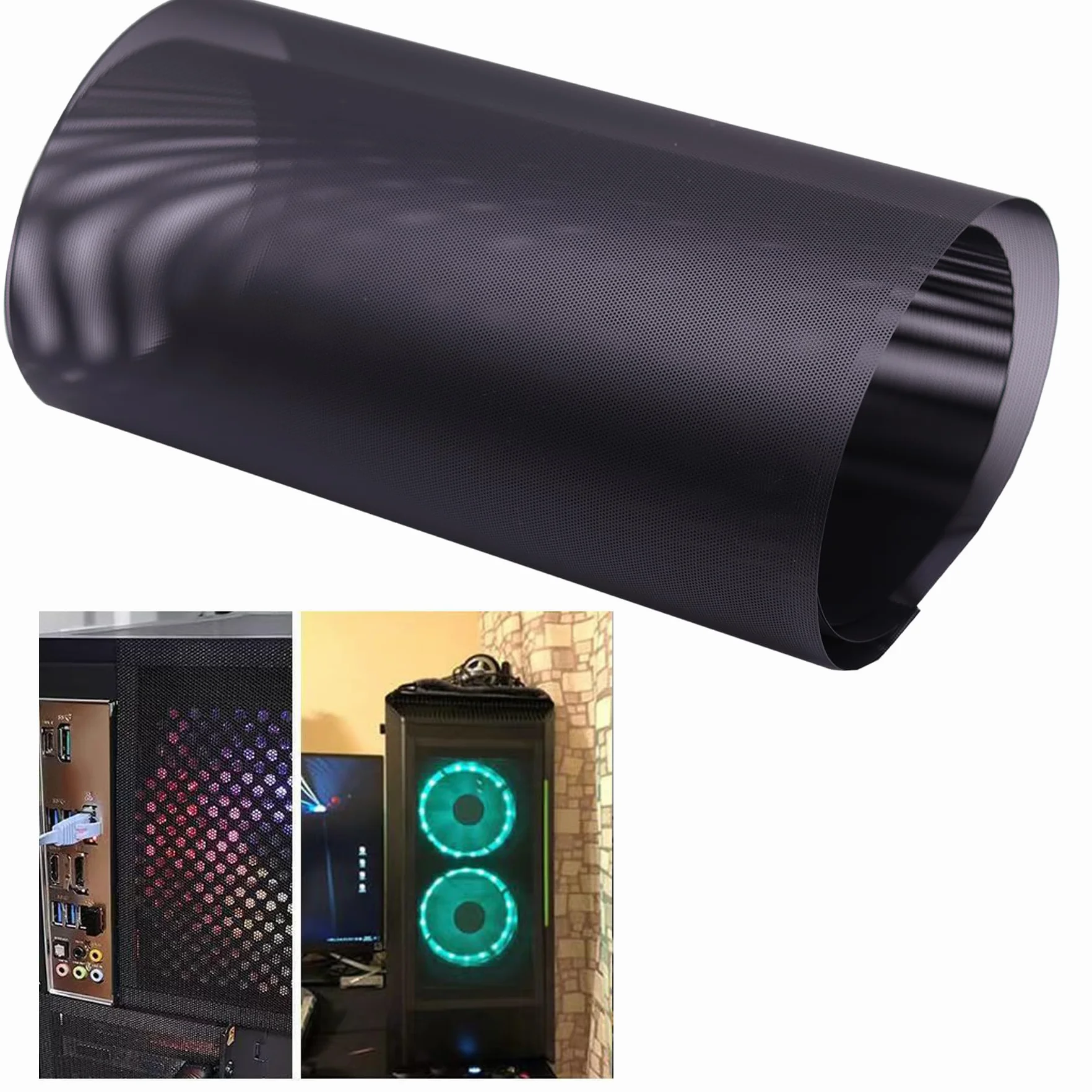 Filtr przeciwpyłowy, osłona wentylatora PC, 30 x 100 cm, wentylator PC, filtr przeciwpyłowy, osłona przeciwpyłowa, obudowa komputera, czarna