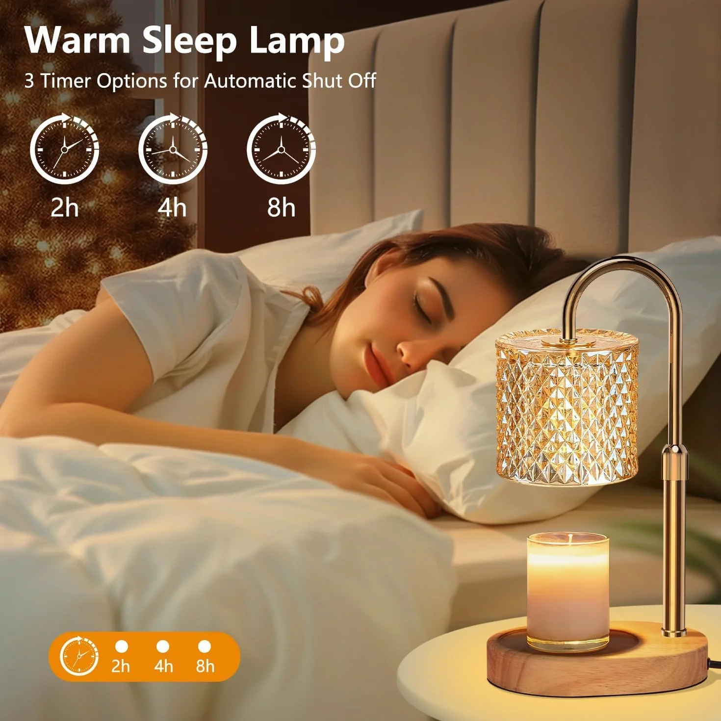 seenlast Podgrzewacz do świec Lampa, Candle Warmer Lamp z timerem i ściemniaczem, Vintage Podgrzewacz do świec Elektryczny Candle Warmer do świec zapachowych w szkle, Dom, Sypialnia, Dekoracja