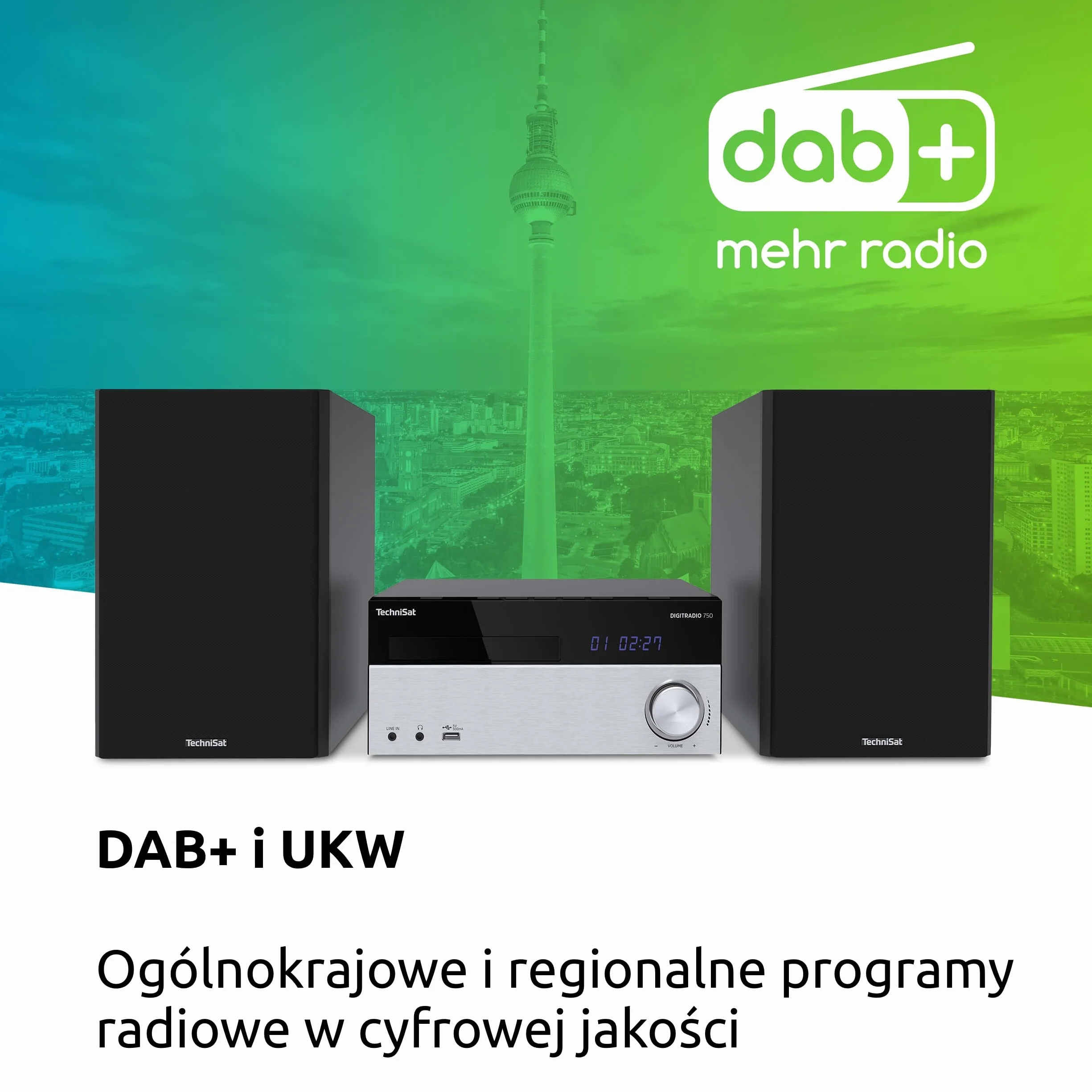 TechniSat DIGITRADIO 750 - Micro Audio System kompaktowy (DAB+, PLL FM, odtwarzacz CD, Bluetooth, AUX, gniazdo słuchawkowe, 100 W RMS)