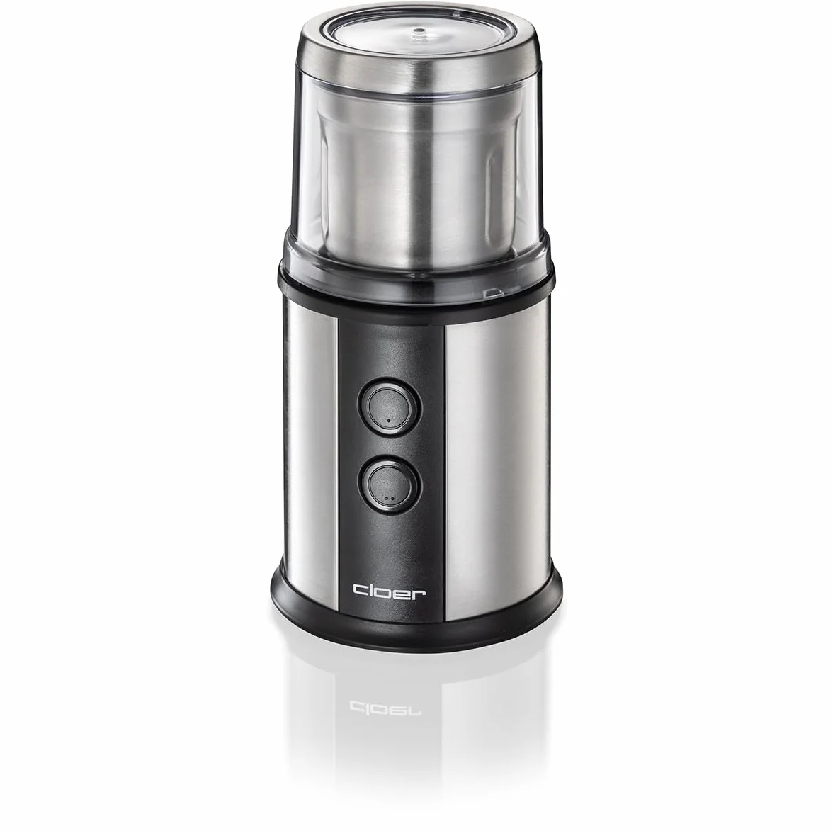 Cloer 7419 Elektryczny młynek do kawy i przypraw z nożem udarowym ze stali nierdzewnej, 350W, 2 wyjmowane pojemniki ze stali nierdzewnej, do pesto, ziół, orzechów i zbóż, do 80 g ziaren kawy
