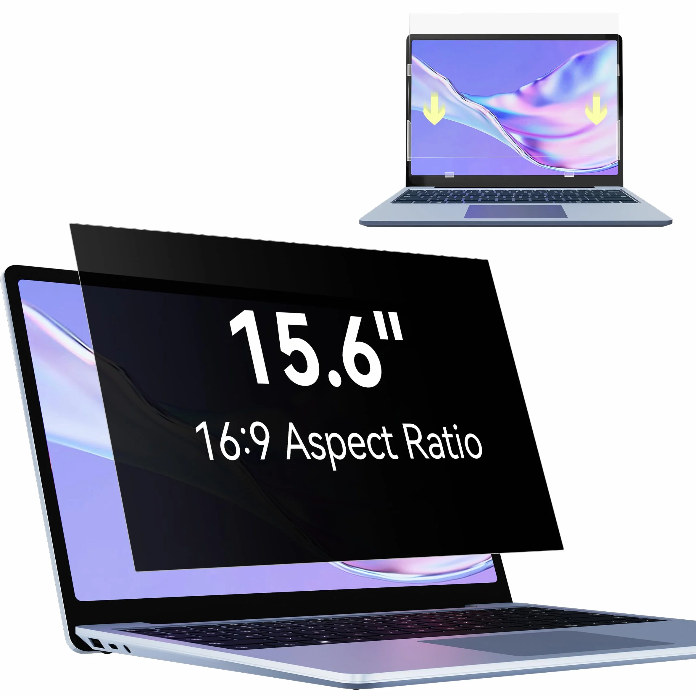 Filtr prywatności 15,6 cala 16:9, przenośny ekran komputera, kompatybilny z HP/Dell/Acer/Lenovo/Thinkpad/Envy, zdejmowana ochrona przed szpiegiem/niebieskim światłem ochrona ekranu laptopa