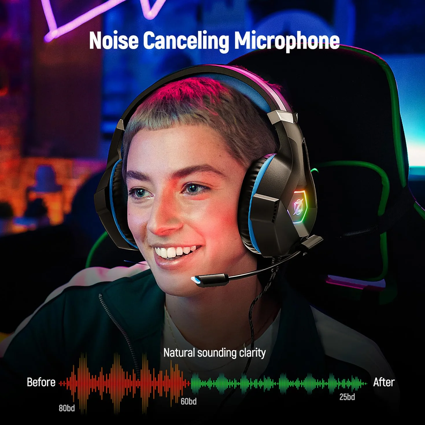 Zestaw słuchawkowy do gier stereo RGB z mikrofonem do PS4 PS5 PC Xbox One