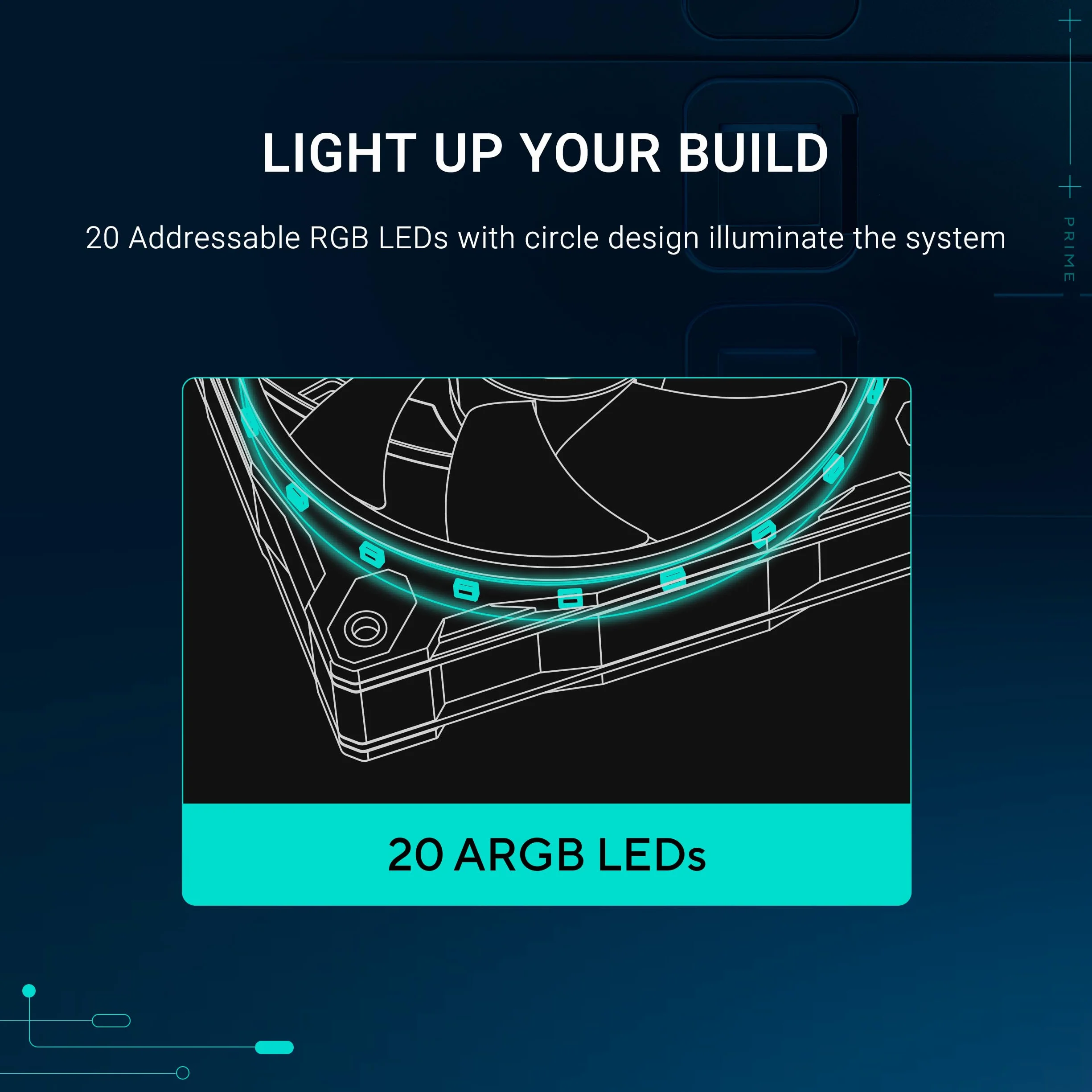 ASUS Prime MR120 ARGB Single Pack White Edition, wentylator PWM 120 mm, 20 LED ARGB, prędkość wentylatora 1600 obr./min, przepływ powietrza 58 CFM, grubość ramy 28 mm, Aura Sync