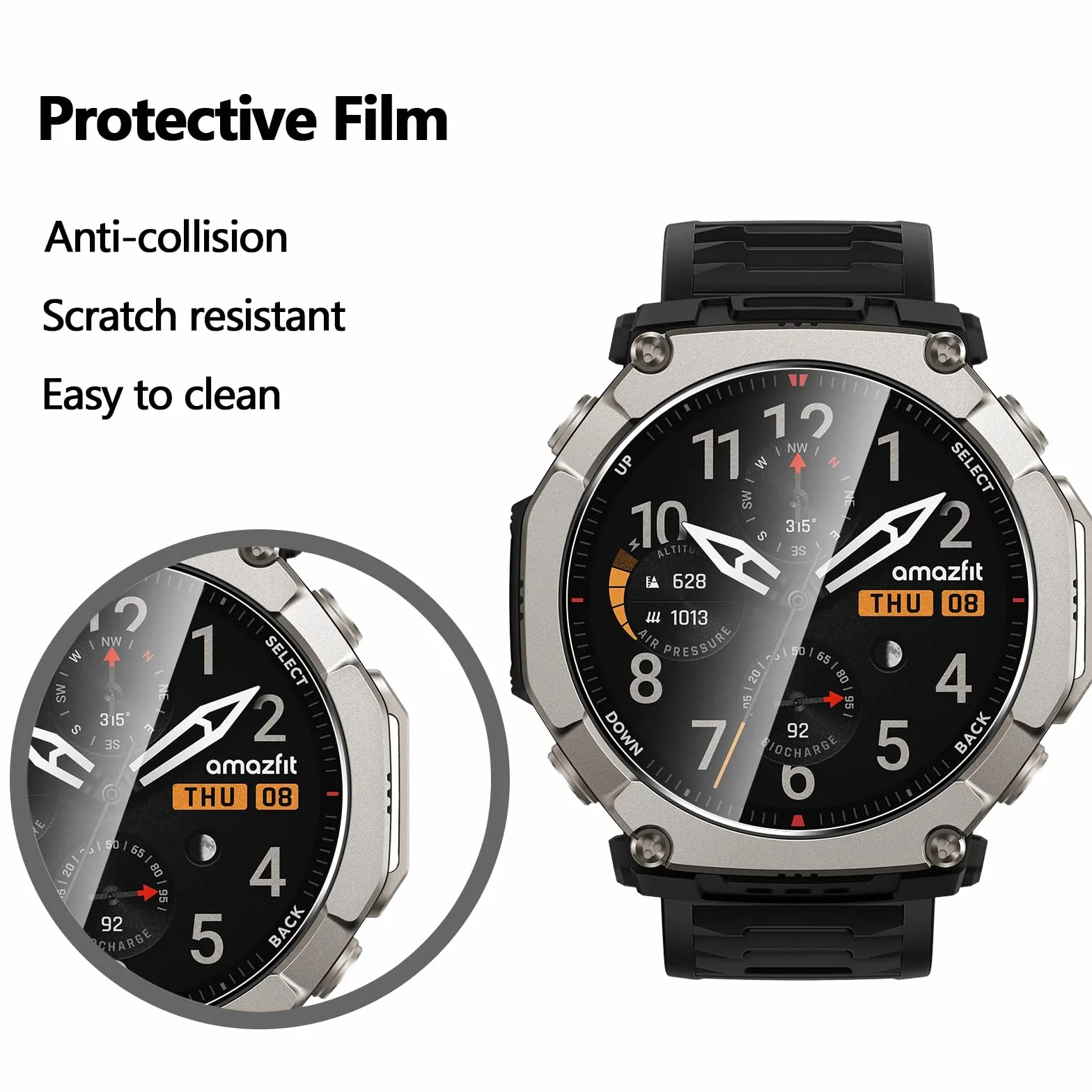Anoowkoa Zestaw 4 ochraniaczy ekranu do Amazfit T-Rex Ultra 2 51 mm Premium Hartowane szkło ochronne osłona na ekran - bardzo łatwa instalacja
