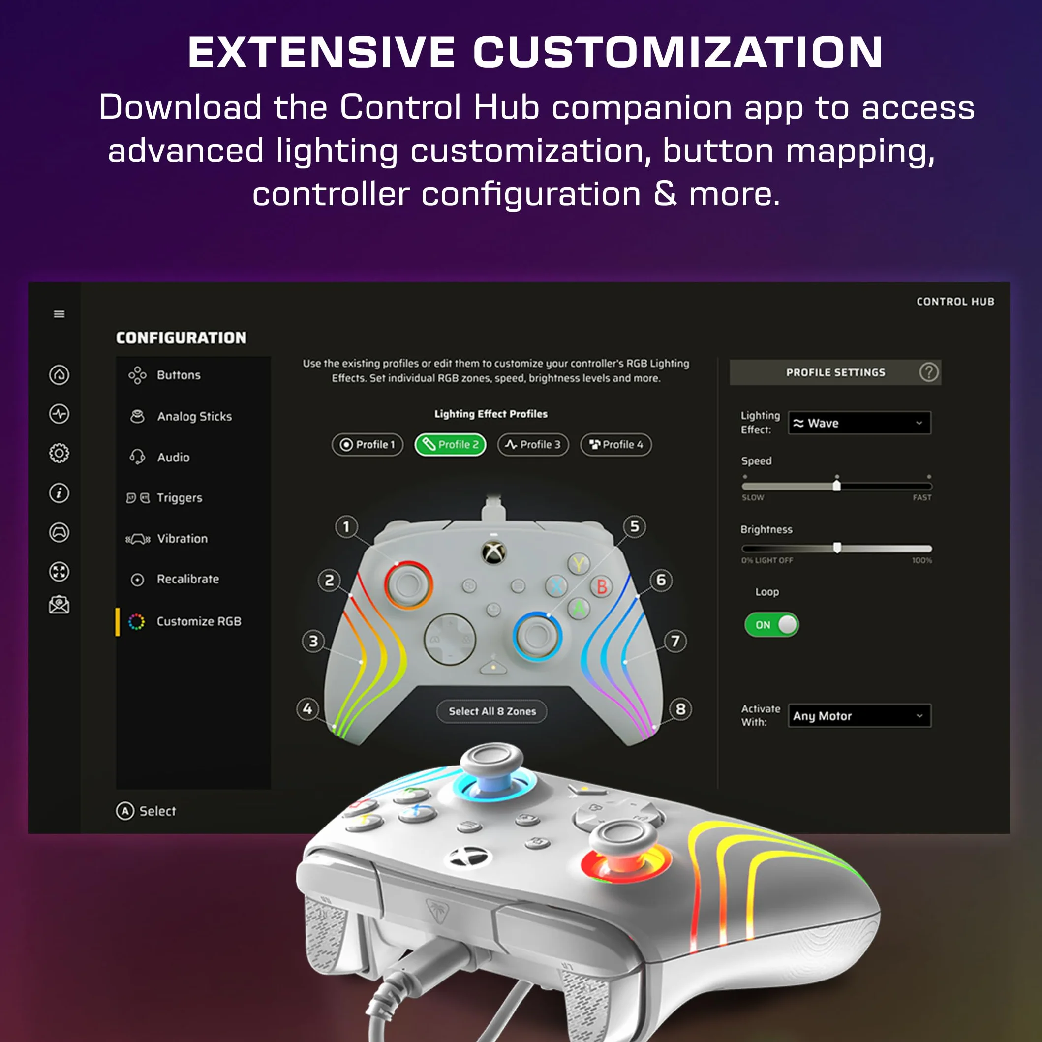 Turtle Beach Afterglow Wave Kontroler do gier RGB na przewodach w kolorze szarym – Licencjonowany dla Xbox Series X lub S, Xbox One i Windows