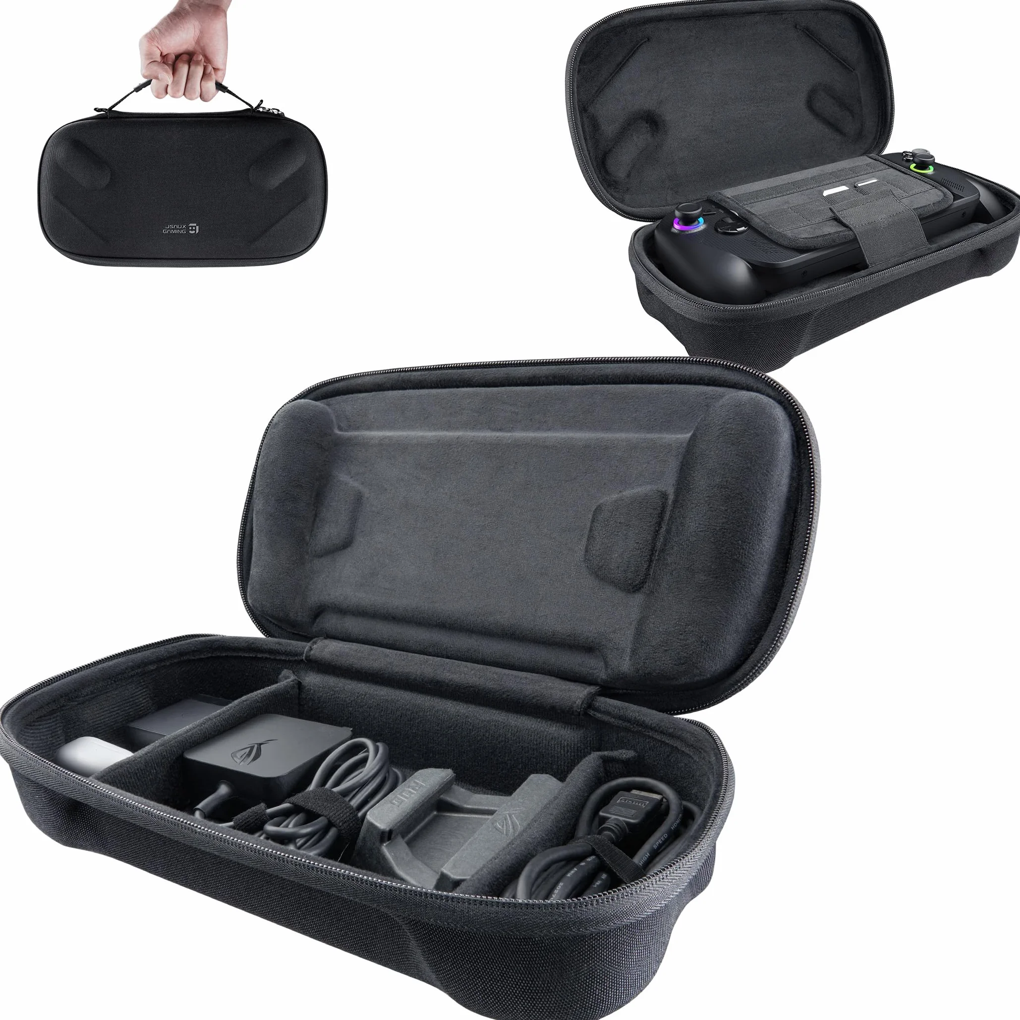 JSAUX Etui do ROG Xbox Ally/ROG Xbox Ally X (2025) Double-Decker, ochronna twarda obudowa, dwuwarstwowa przenośna torba podróżna do przechowywania pasuje do adaptera, kabla i akcesoriów -BG0136