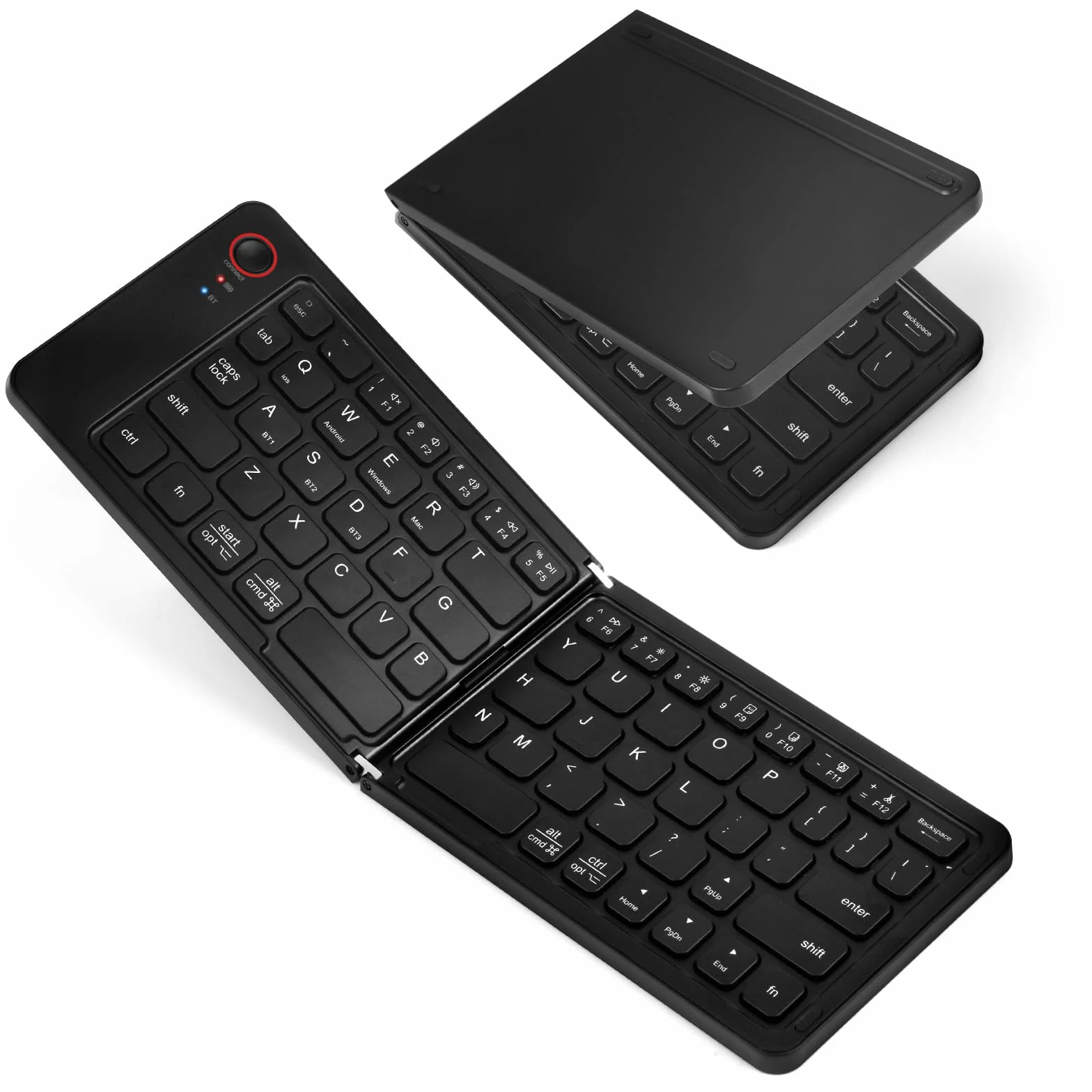 Aolso Składana klawiatura Bluetooth, lekka bezprzewodowa klawiatura, potrójne parowanie, przenośna klawiatura ładowalna do smartfonów/tabletów/PC/iPad/iPhone, systemu Windows, iOS, Android-czarny