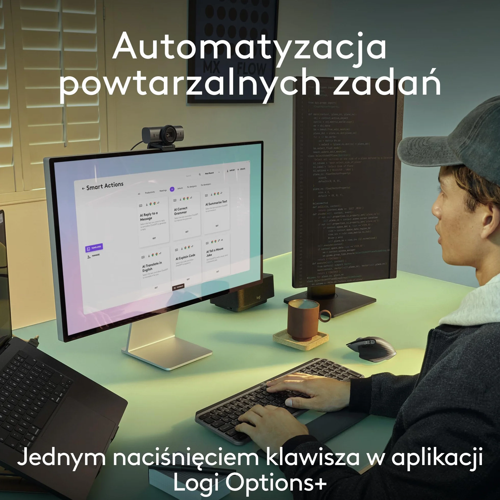 Logitech MX Keys S Combo for Mac, bezprzewodowa klawiatura i z podpórką pod nadgarstki, podświetlana, bezprzewodowa, z szybkim przewijaniem, Bluetooth USB C dla MacBooka, iPada,QWERTY US INT'L - Szary