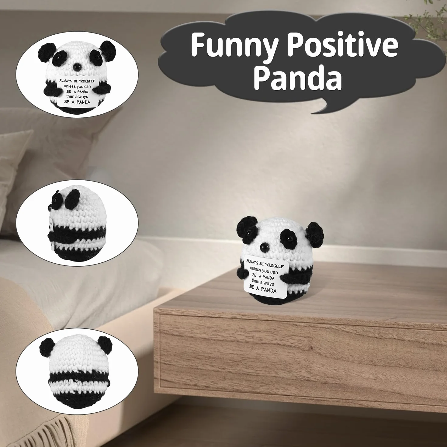 Panda 6.5cm Dzianinowa Zabawka Panda z Kartą Zachęty Urocza Wsparcie Emocjonalne Lalka Panda