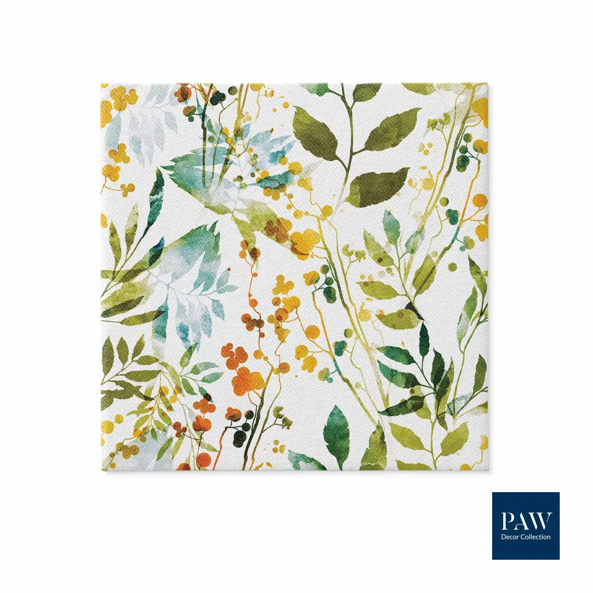 PAW - Serwetki z Airlaid - podobne do materiału (40 x 40 cm) I 50 sztuk I idealne na wesele, chrzest, komunię, urodziny I serwetki materiałowe - naturalne, liście I kolor: liście akwarelowe