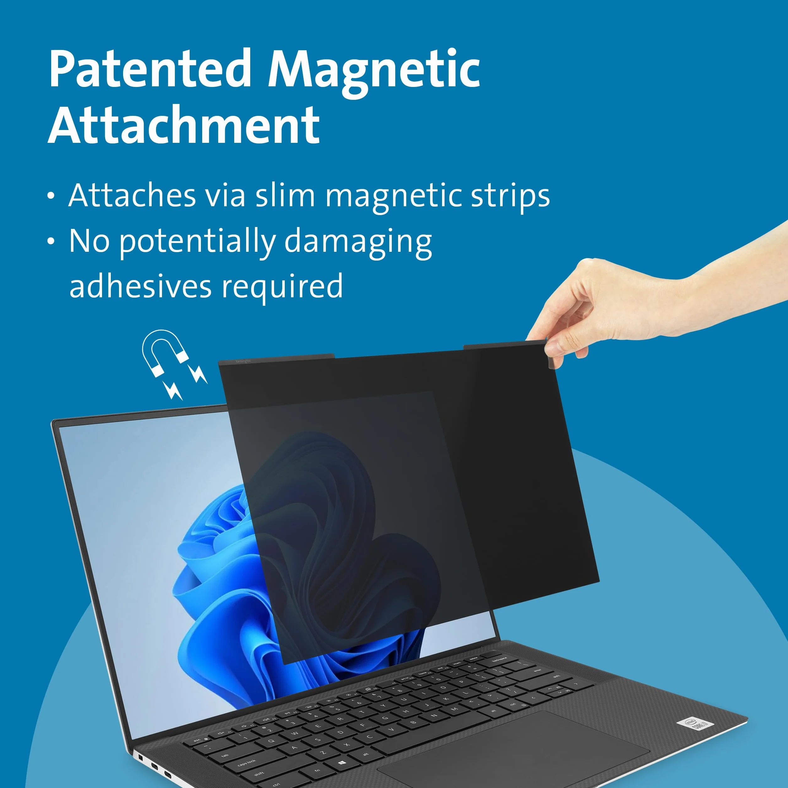 Kensington Magnetyczny Filtr Prywatyzujący Ekran MagPro Magnetic, 15,6 cala, 16:10, do Laptopa, Filtr Ochronny Redukujący Niebieskie Światło, Ochrona Przeciwodblaskowa (K55255WW)