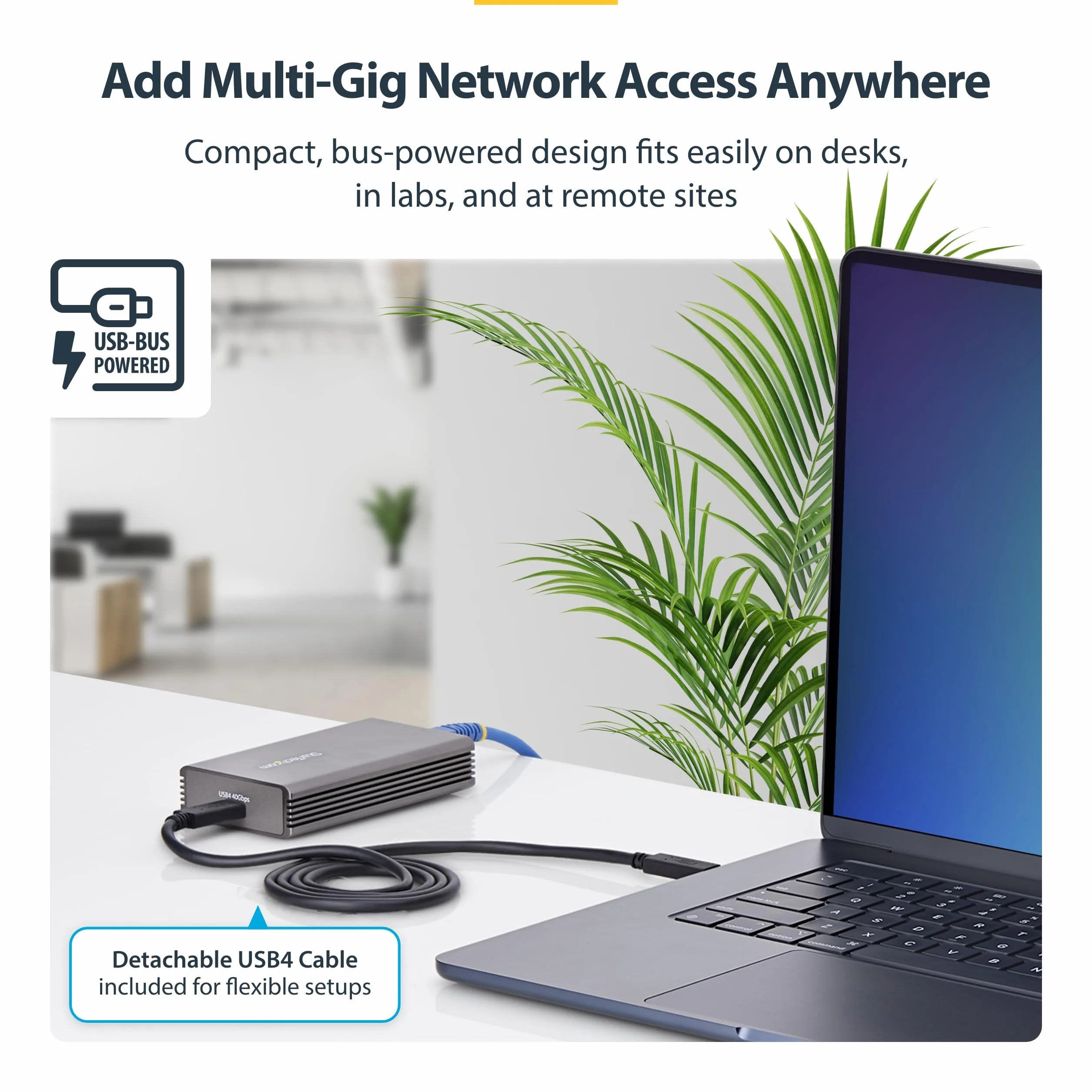 StarTech Adapter Ethernet 10 GbE USB4, zewnętrzna karta sieciowa 10 GB, kompatybilna z Thunderbolt 3-, 4-, 5, 10 5, 2,5, 1 Gbps i 100 Mbps, Mac i Windows