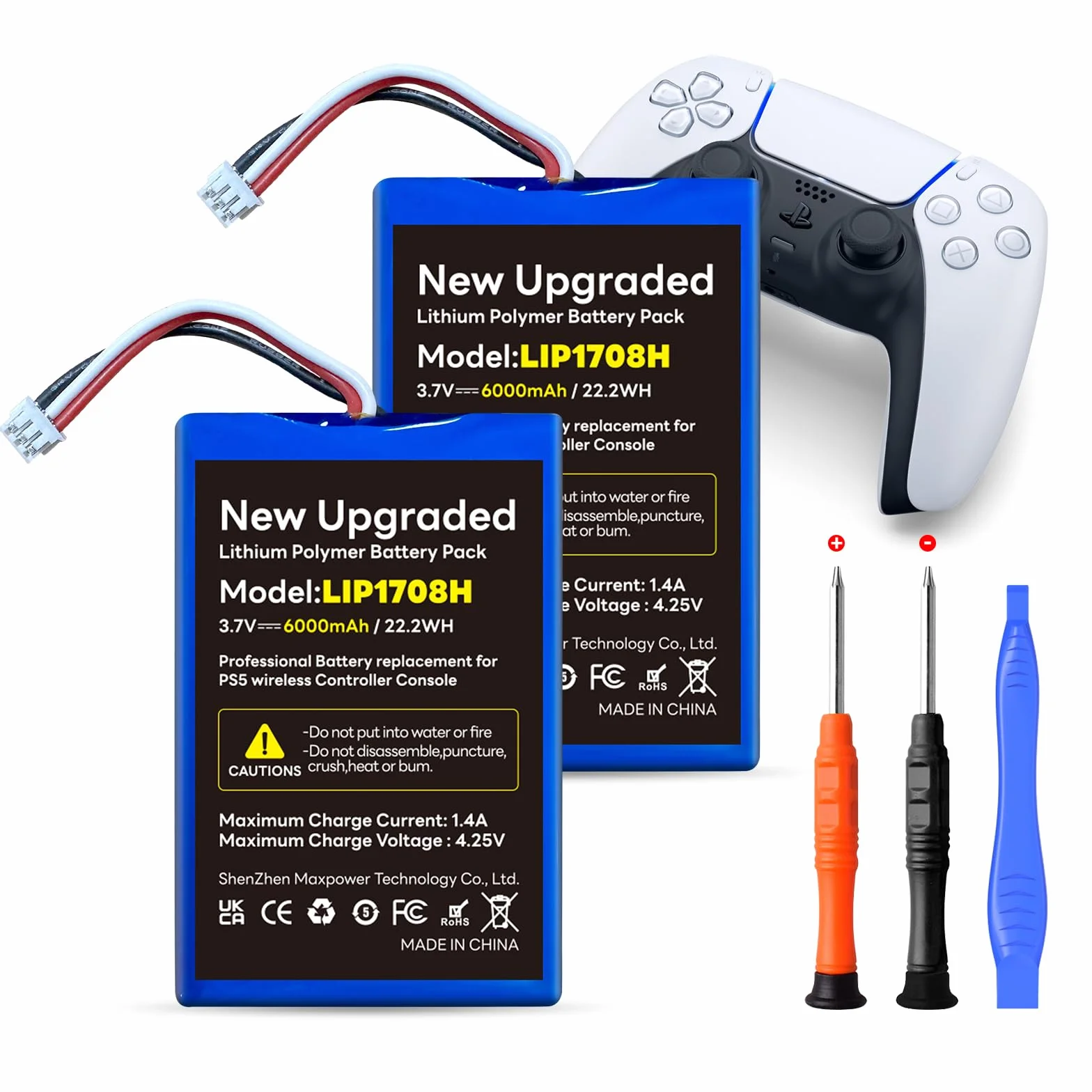Zastępczy akumulator Li-Ion 6000mAh do kontrolera Sony PS5 DualSense Wireless