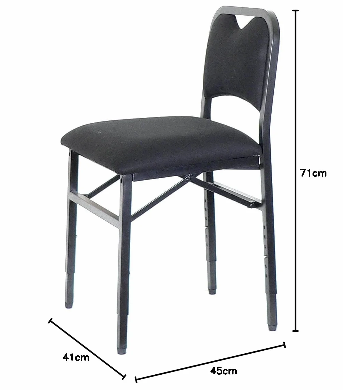 Składane krzesło z regulacją wysokości, wyściełane i ergonomiczne - VIVO, czarne (M)