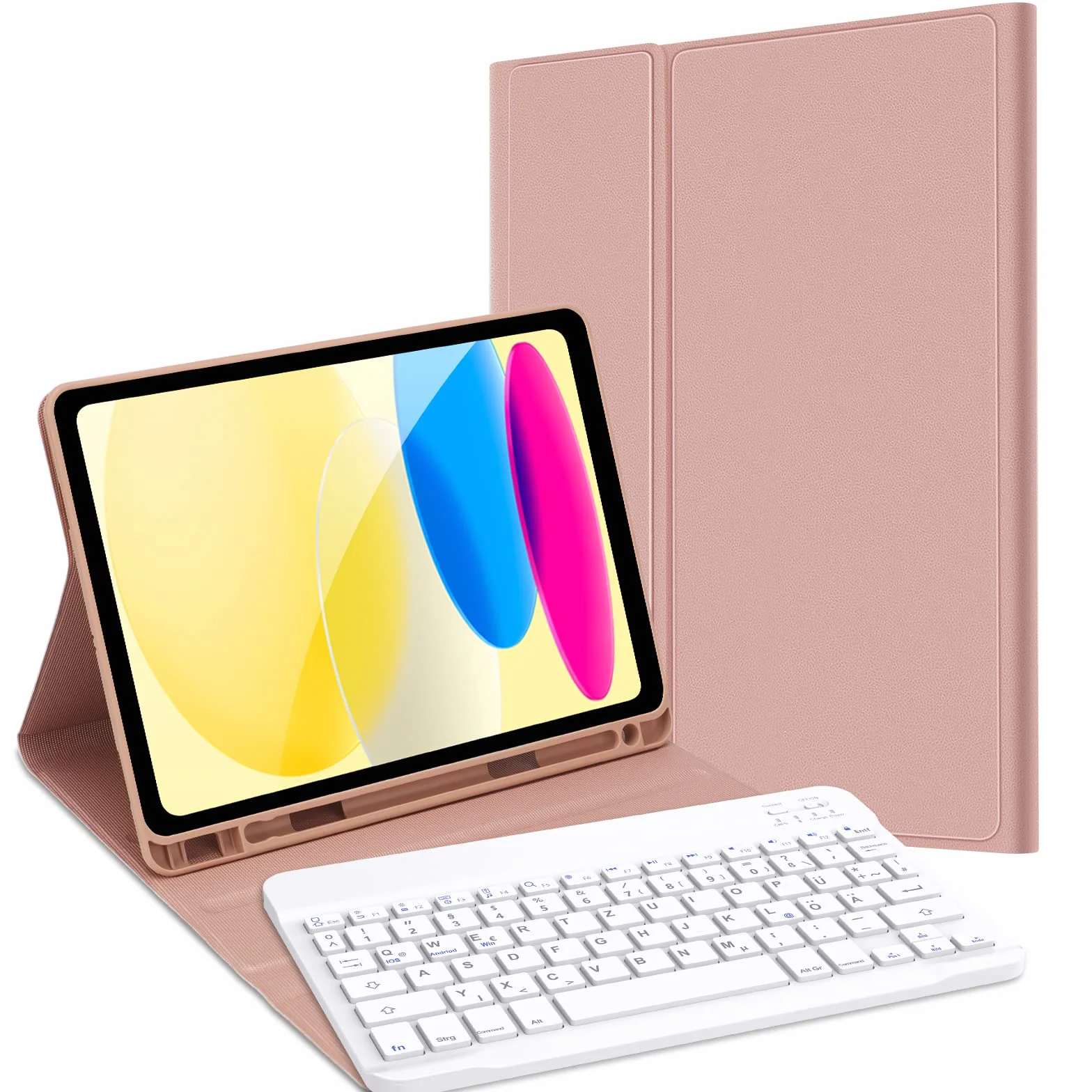 JADEMALL Etui na klawiaturę do iPada 10 generacji 2022, magnetyczna klawiatura QWERTZ Bluetooth, 032JPW-SUGAR-P-DE