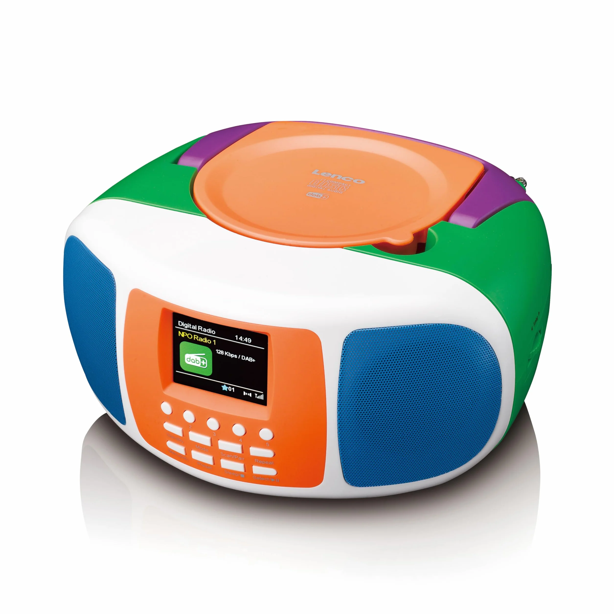 Lenco SCD-861KIDS – przenośne radio DAB+/FM dla dzieci z Bluetooth® 5.3, odtwarzacz CD, dźwięk stereo, kolorowy wyświetlacz, funkcja budzika, zasilanie bateryjne i sieciowe, wejście AUX i słuchawki