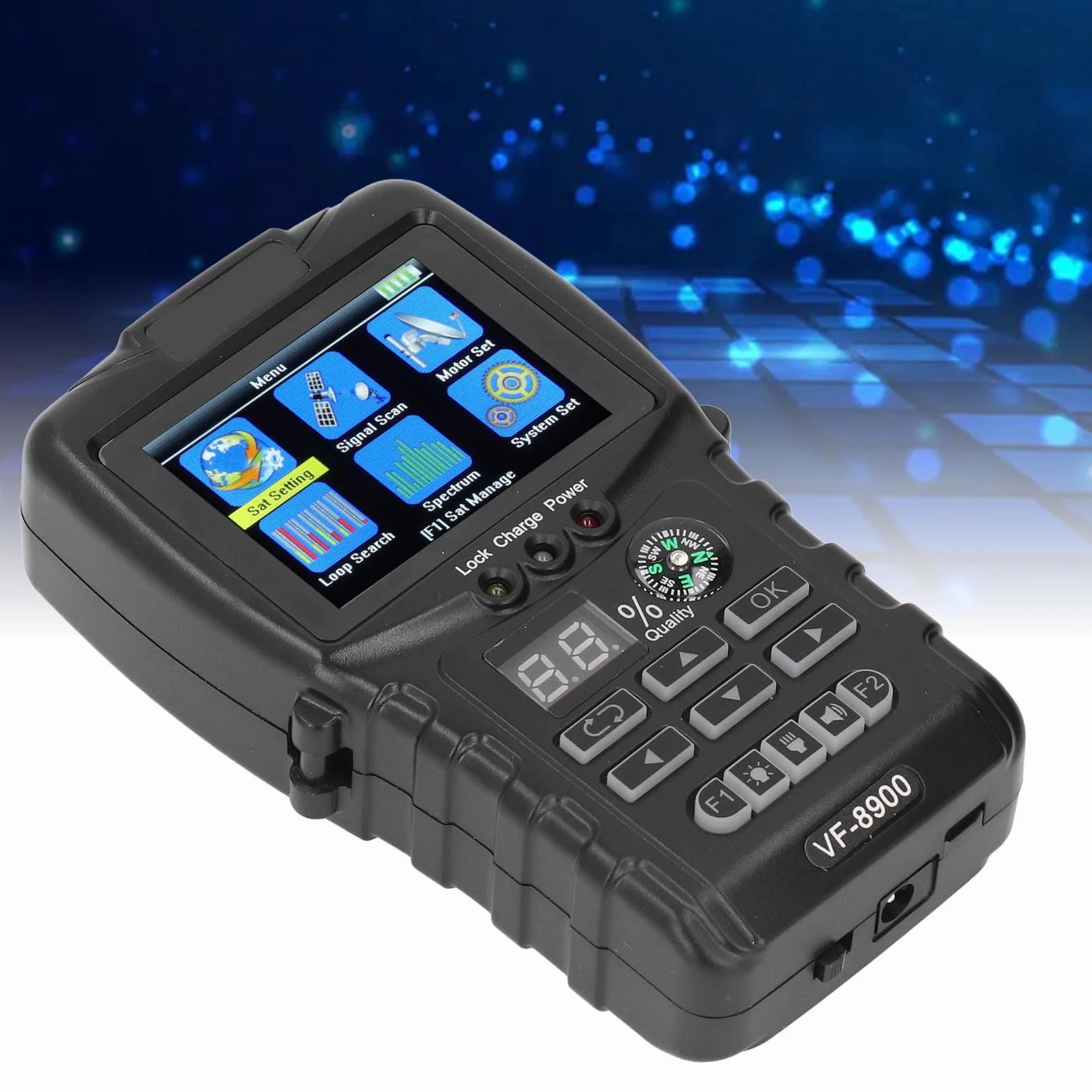 Cyfrowy Miernik z Celownikiem Satelitarnym, VF-8900 950-2150 MHz DVB-S/S2/MPEG 2/MPEG 4 Miernik Siły Sygnału Satelitarnego, Wyświetlacz TFT LCD 2,4, Mini Wizjer SAT do Regulacji