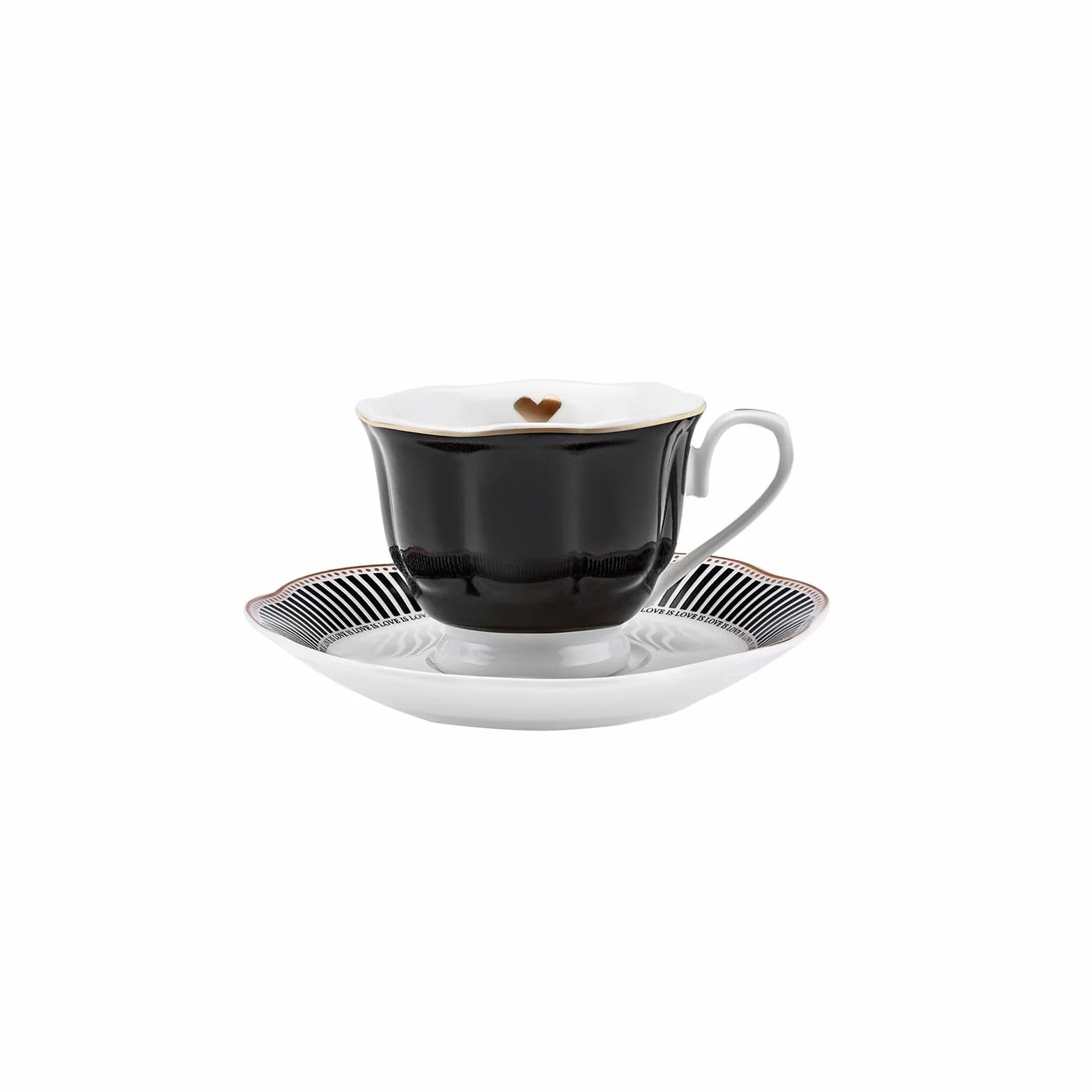 Karaca Piraye 12-częściowy porcelanowy zestaw filiżanek do kawy tureckiej dla 6 osób, 80 ml, czarno-biały, wielokolorowy