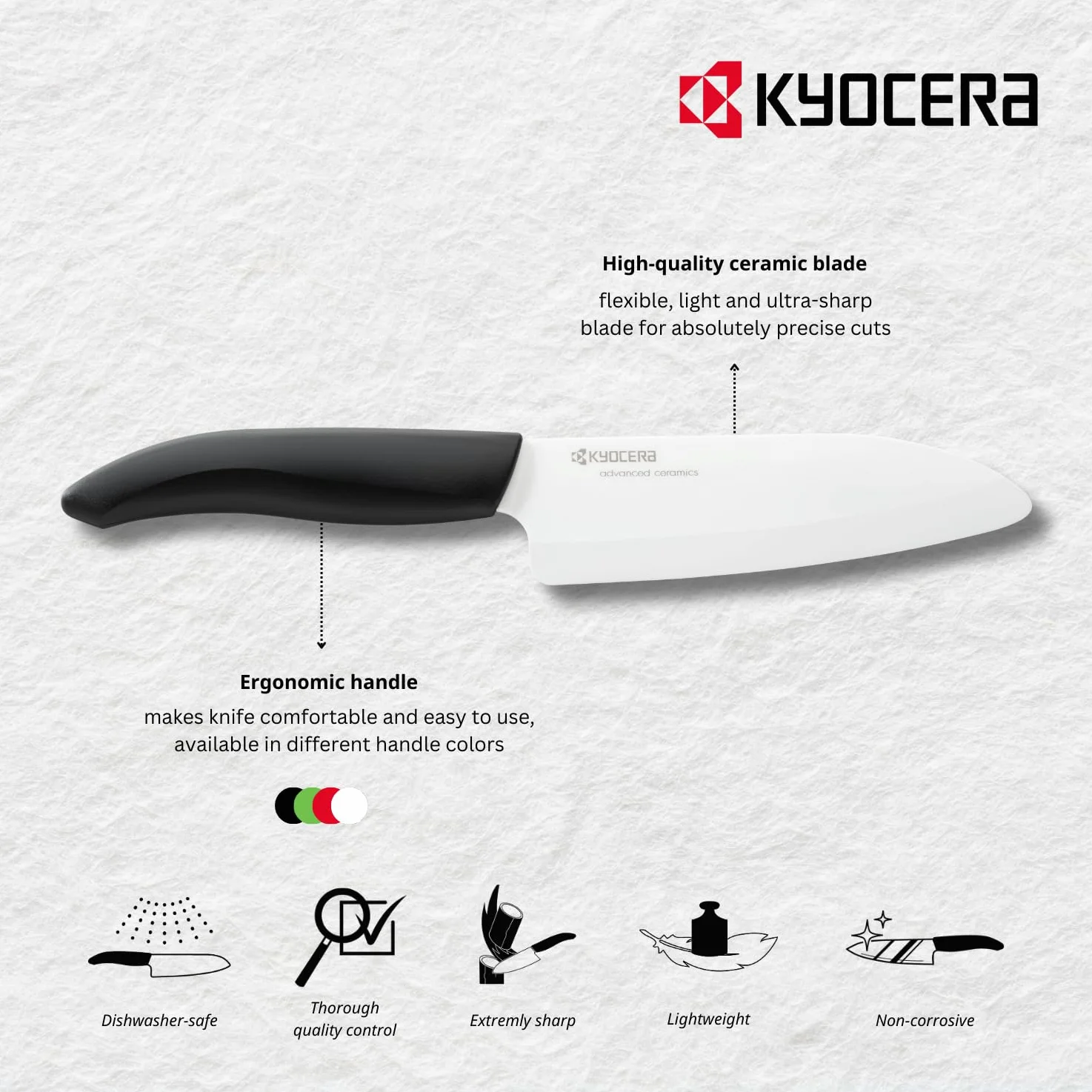 Kyocera Ceramiczny nóż Santoku z serii Gen, biały/zielony, 14 cm