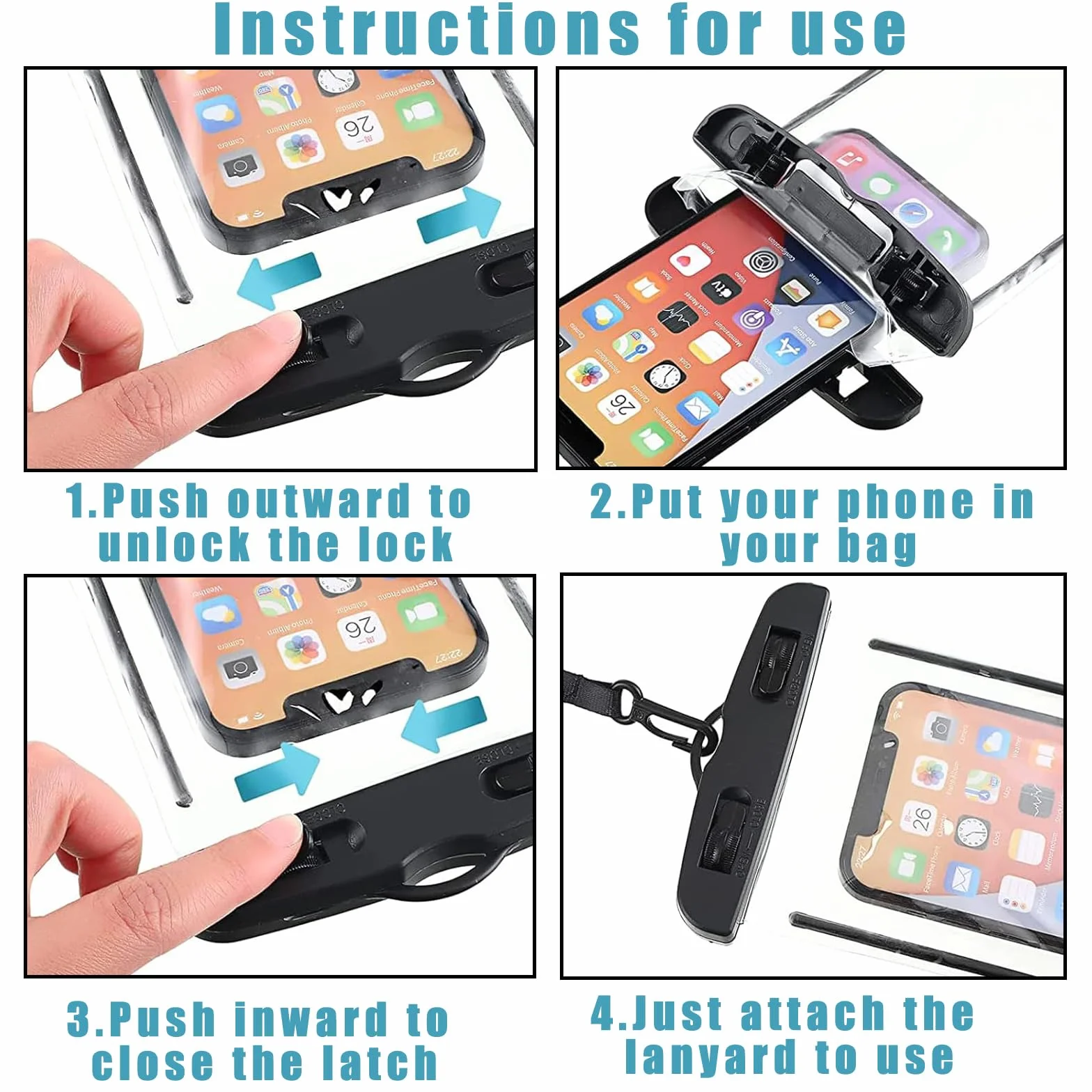 2 szt. wodoszczelnych etui na smartfon, IPX8, wodoodporne etui na telefon komórkowy, uniwersalne wodoodporne etui do iPhone'a 15 14 13 12 11 Pro Max, Huawei P50, P40, P30, Mate20, Mate10
