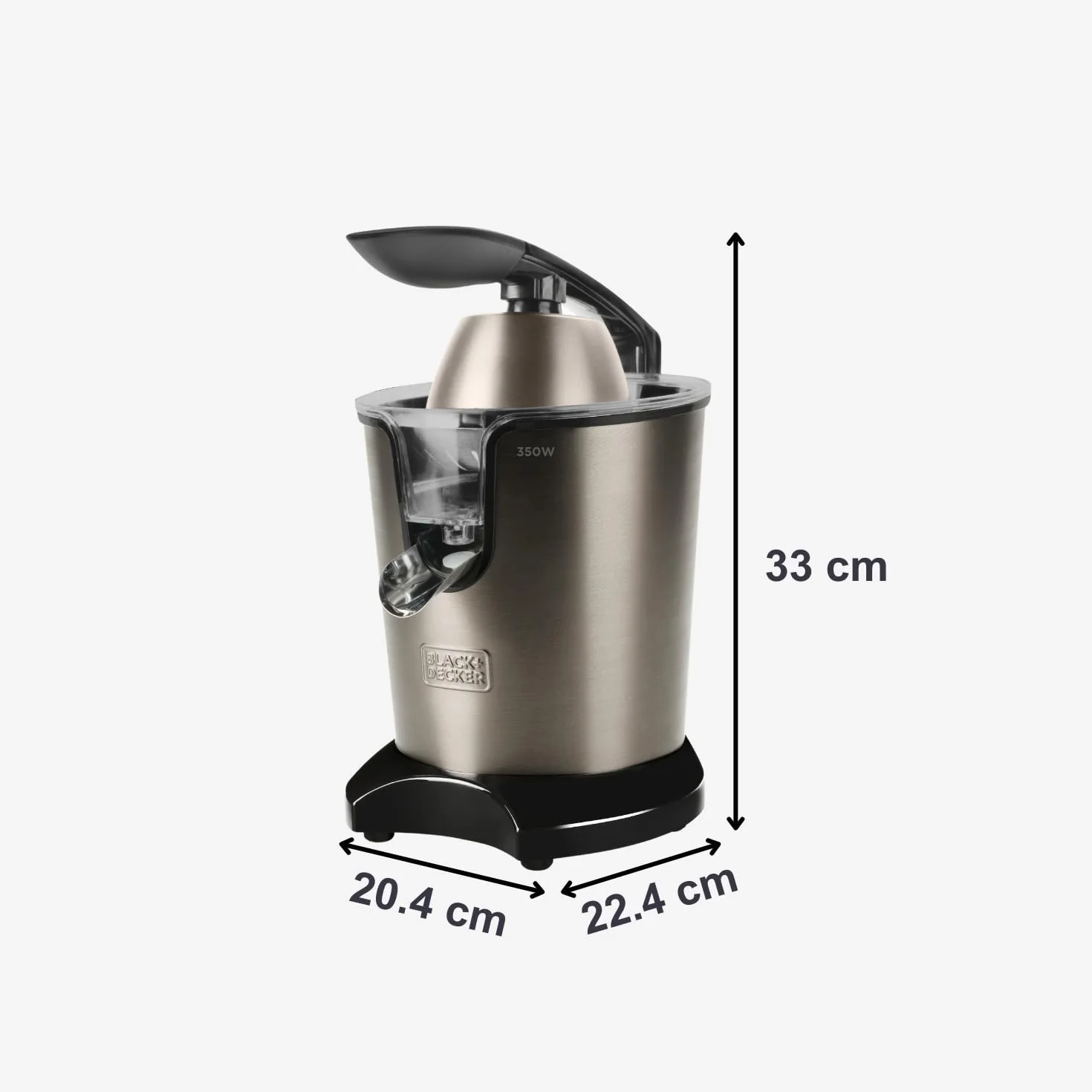 BLACK+DECKER Elektryczna wyciskarka do cytrusów BXCJ350E 350 W filtr ze stali nierdzewnej