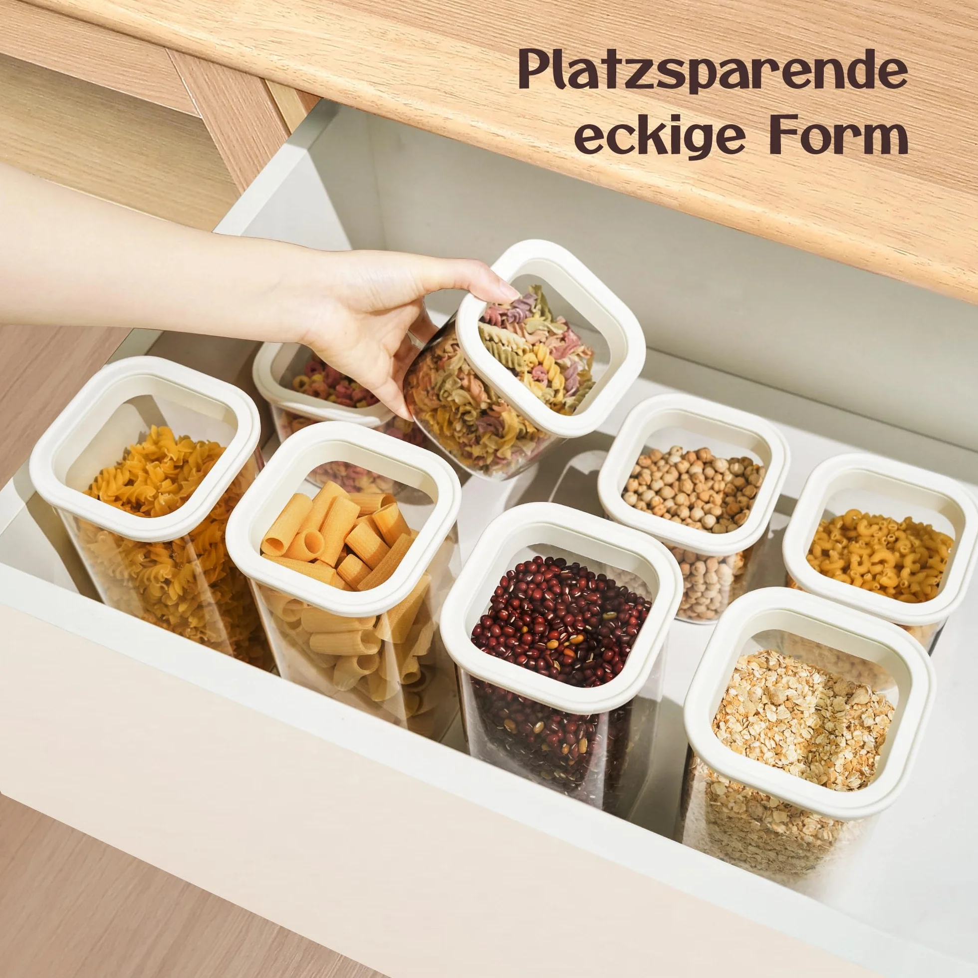 Słoiki do przechowywania z pokrywką, szklane słoiki do przechowywania (kremowo-białe, 4 x 1450 ml)