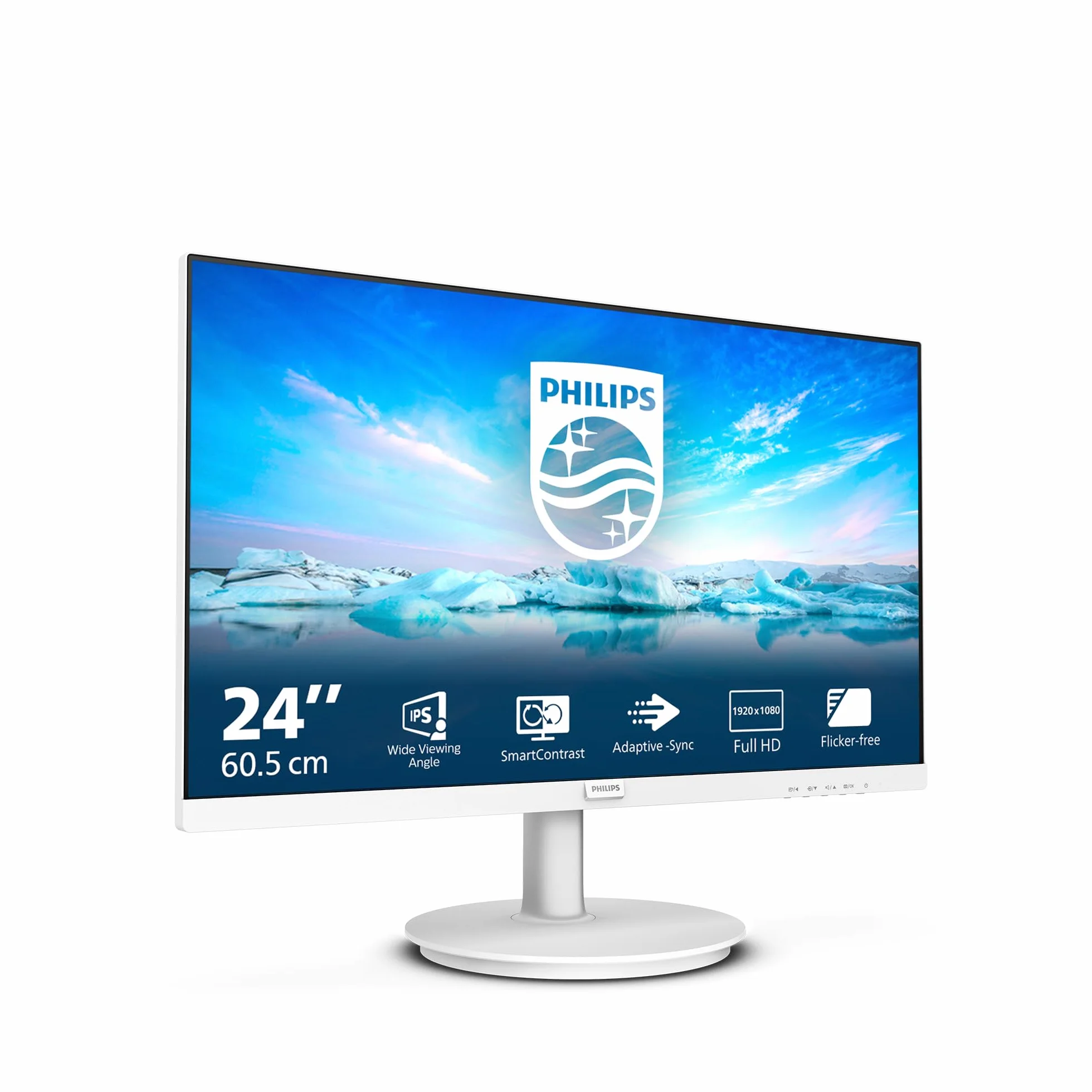 PHILIPS 241V8AW Monitor 24" FHD z wbudowanymi głośnikami (1920 x 1080, 75 Hz, VGA, HDMI), biały