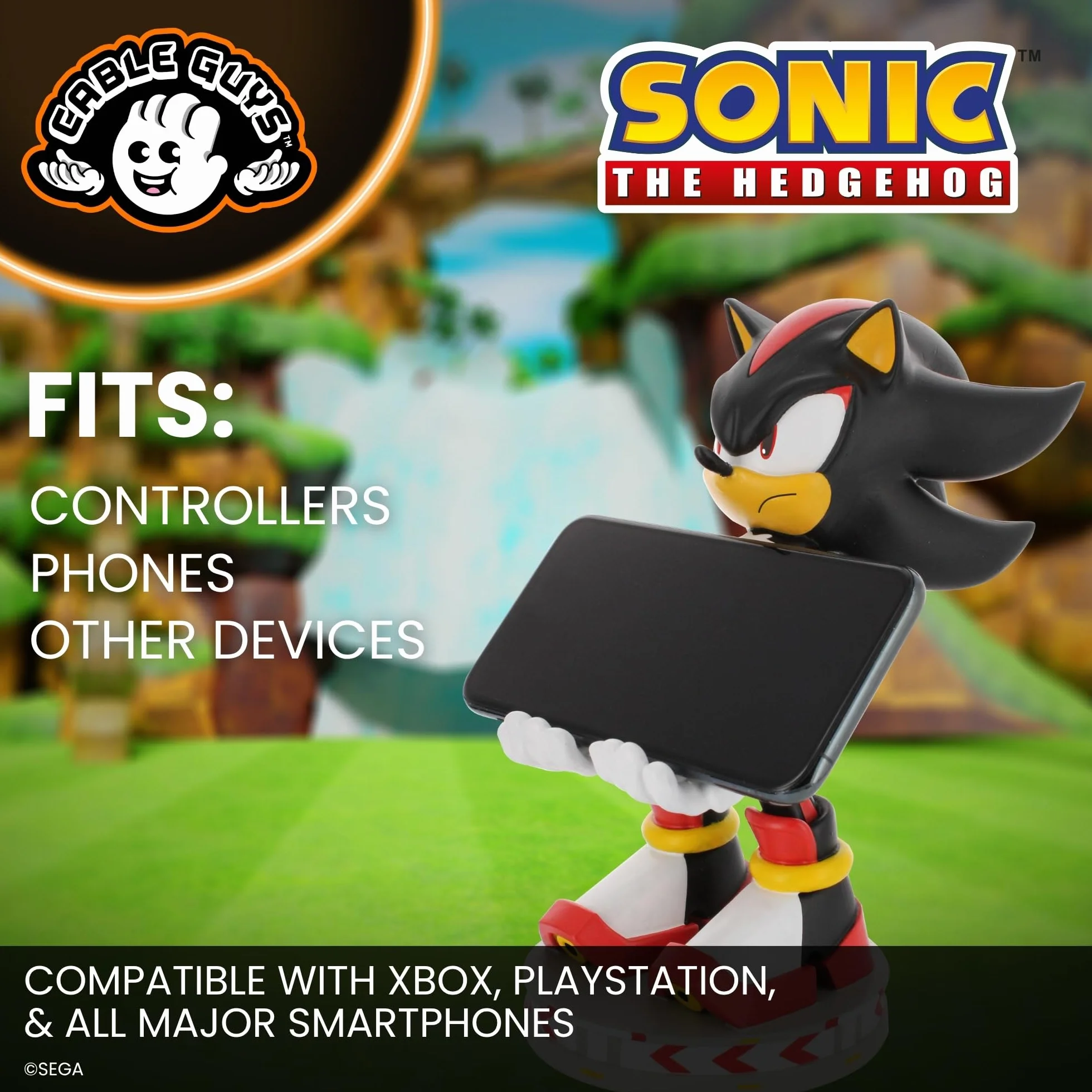 Cable Guys - SEGA: Shadow Gaming Accessories Holder & Phone Holder for Most Controller (Xbox, Play Station, Nintendo Switch) & Phone