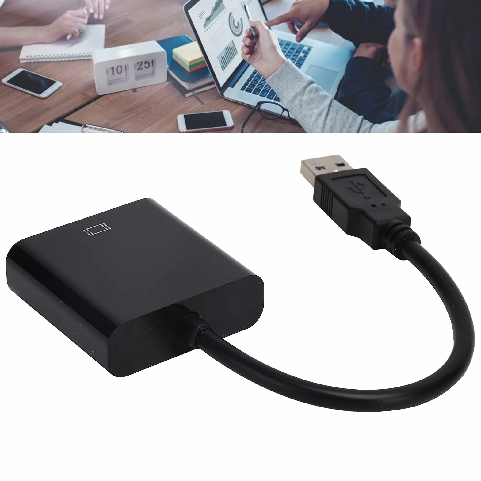Adapter USB na VGA 15-pinowy żeński Konwerter USB 3.0 na VGA Obsługa 1080 Przy 60 Hz dla dla Systemu 10 Komputer Stacjonarny Laptop Monitor Komputera Projektor Telewizor
