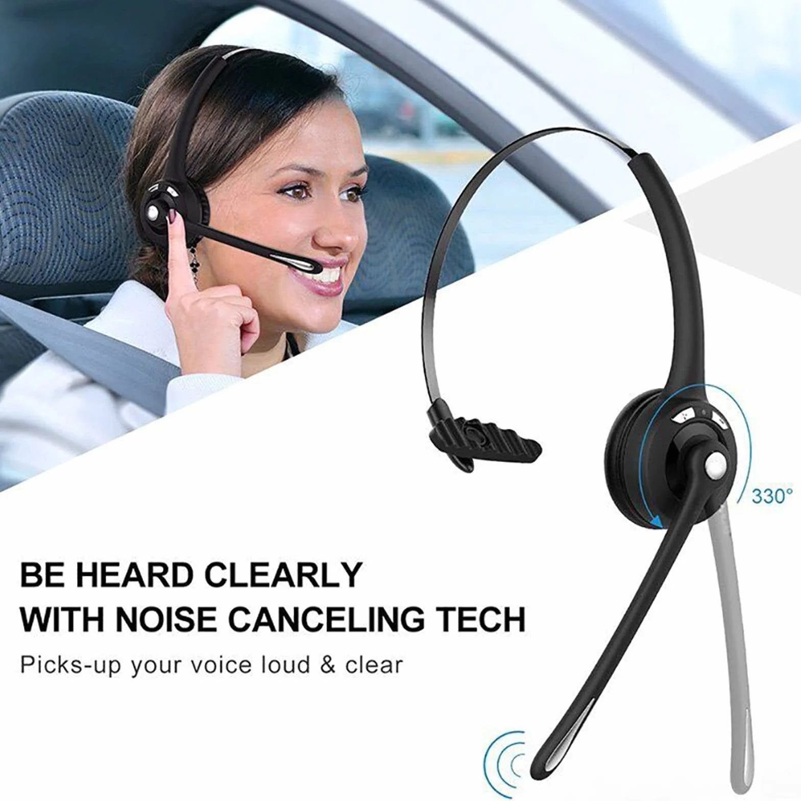 Telefoniczny Zestaw Słuchawkowy Bluetooth, Jedno Ucho HD Regulowany Mikrofon Bezprzewodowe Słuchawki Biznesowe Do Spotkania W Call Center