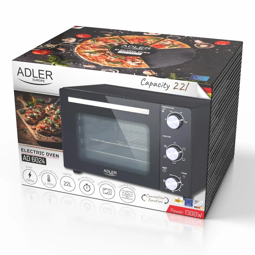 ADLER EUROPE AD 6024 Mini Piekarnik Elektryczny 22 Litry