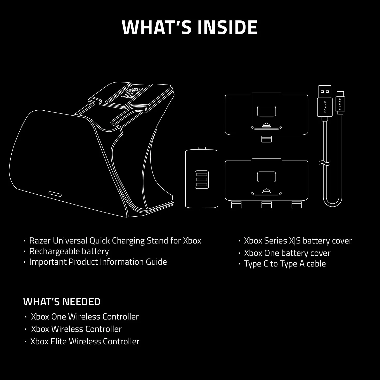 Razer Uniwersalny stojak do szybkiego ładowania do Xbox Series X|S: magnetyczne bezpieczne ładowanie - idealnie pasuje do kontrolerów bezprzewodowych Xbox - zasilany przez USB - czarny (kontroler